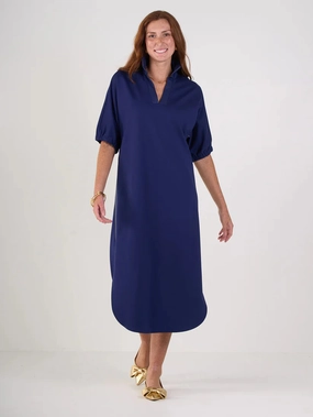 Emily Mccarthy Poppy Caftan in Navy Ponte Sunset Glow Clean Fit