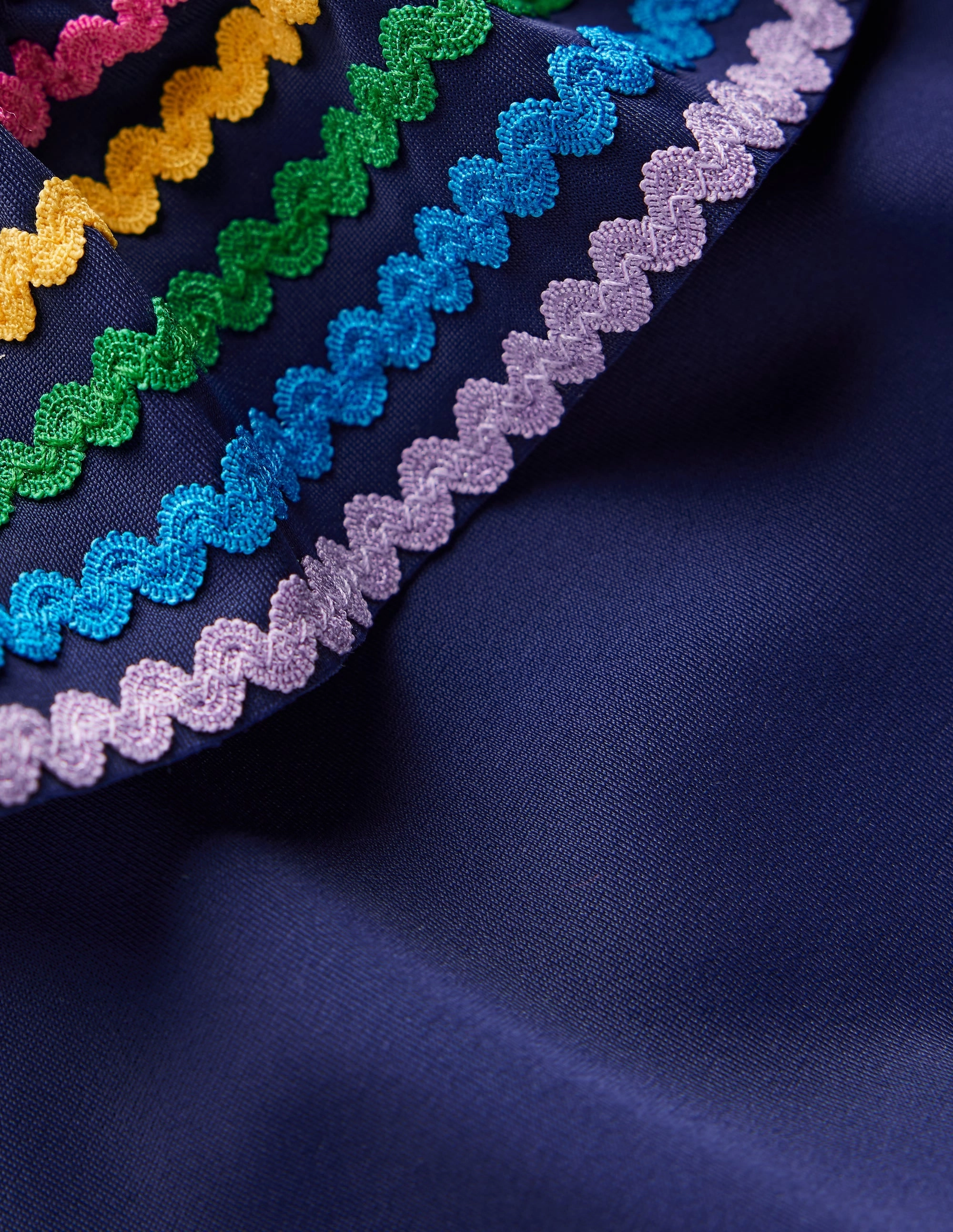 Roll Resistant Bands Nautical Inspiration Lila One Shoulder Swimsuit-College Navy Ric Rac