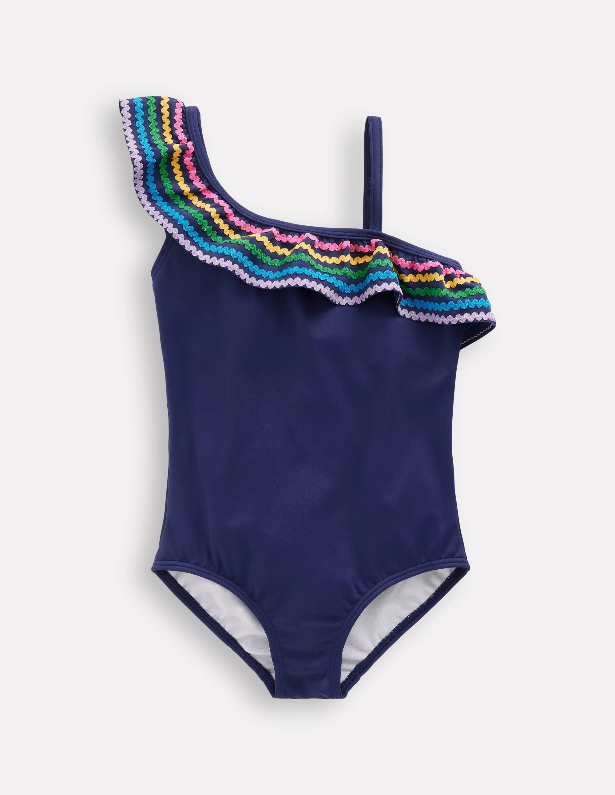 Lila One Shoulder Swimsuit-College Navy Ric Rac Ultra Soft Elastane mix and match