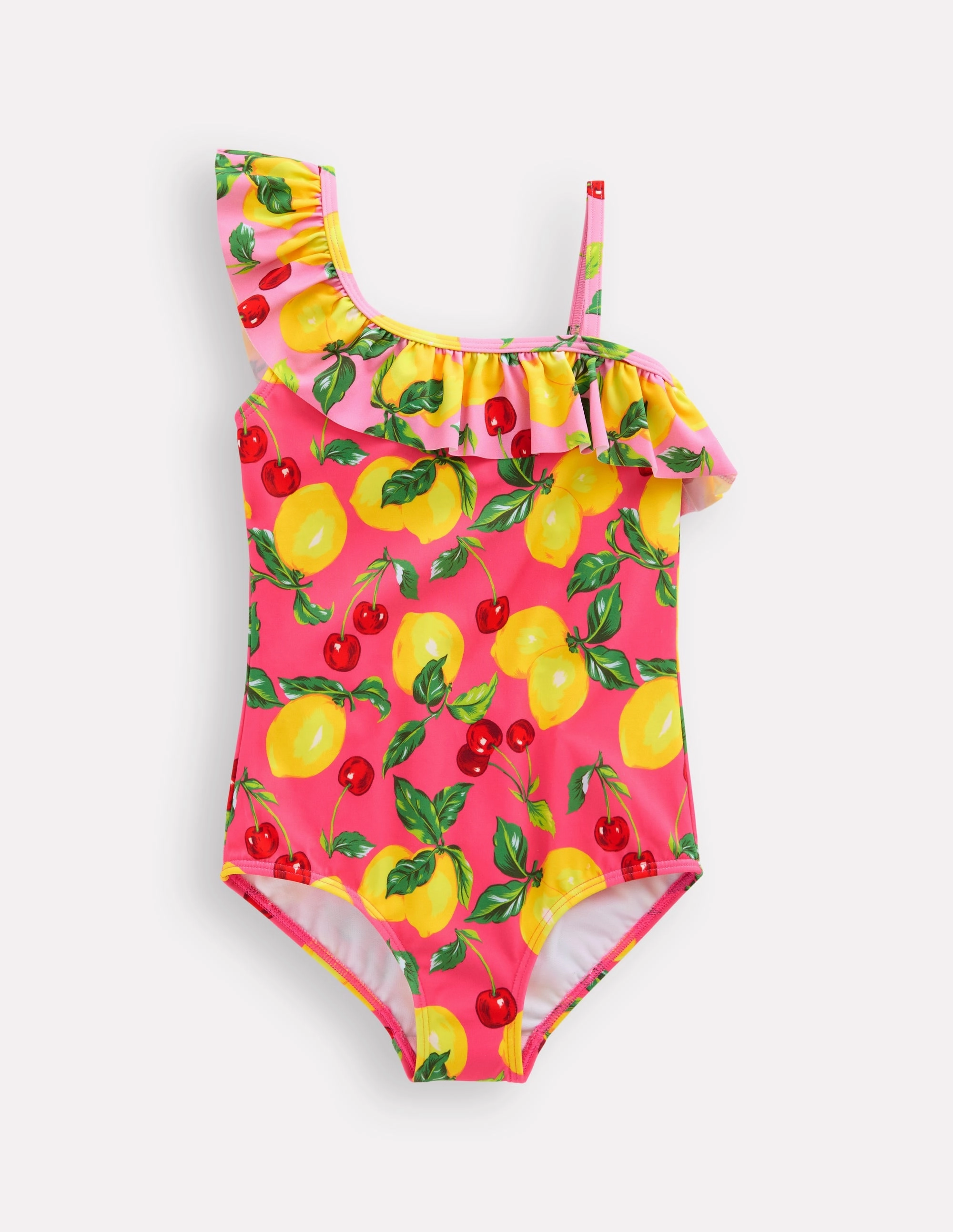 Tropical Fun UV Reflective Trim Lila One Shoulder Swimsuit-Lemon and Cherry Hotchpotch