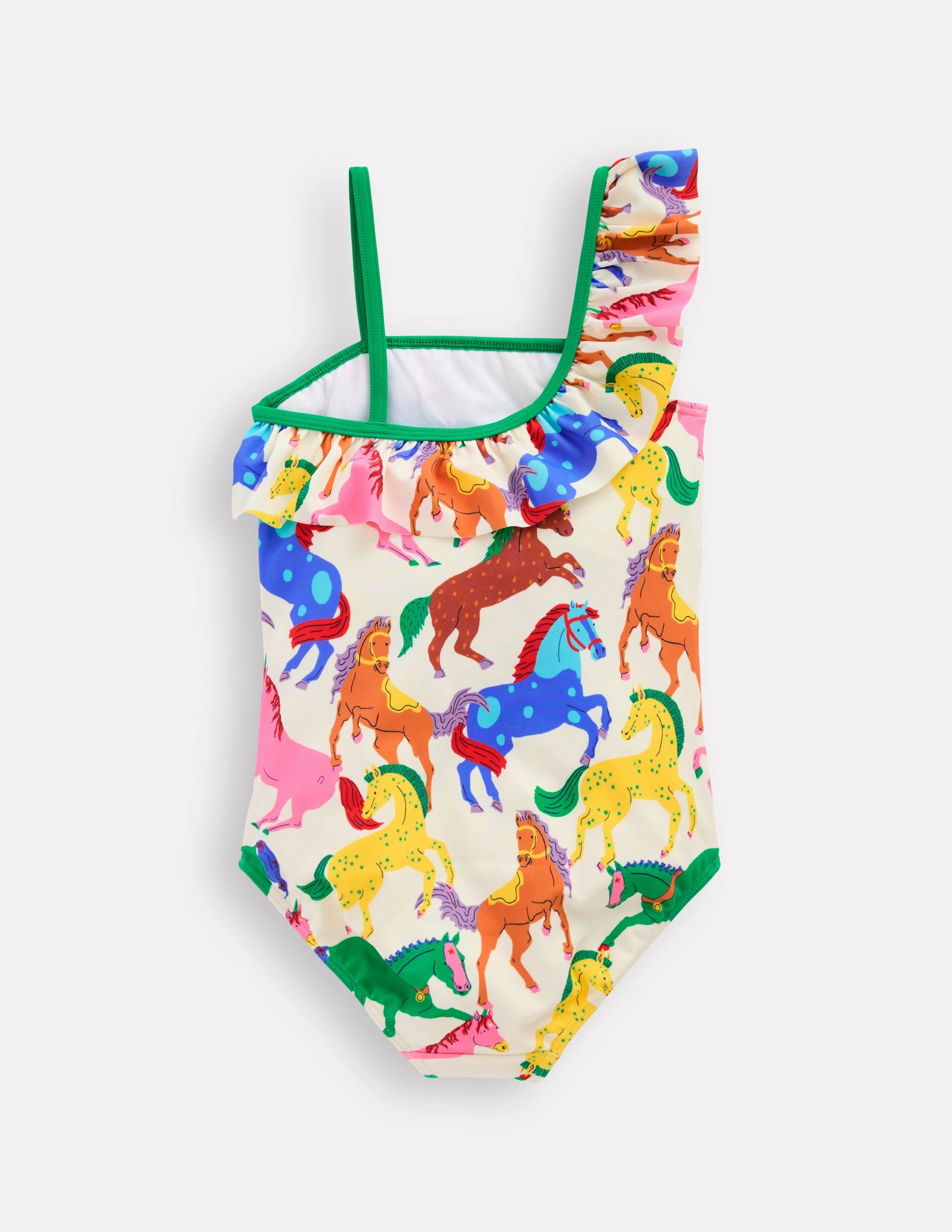 Odor control Waterfront Vacation Lila One Shoulder Swimsuit-Multi Rainbow Horses