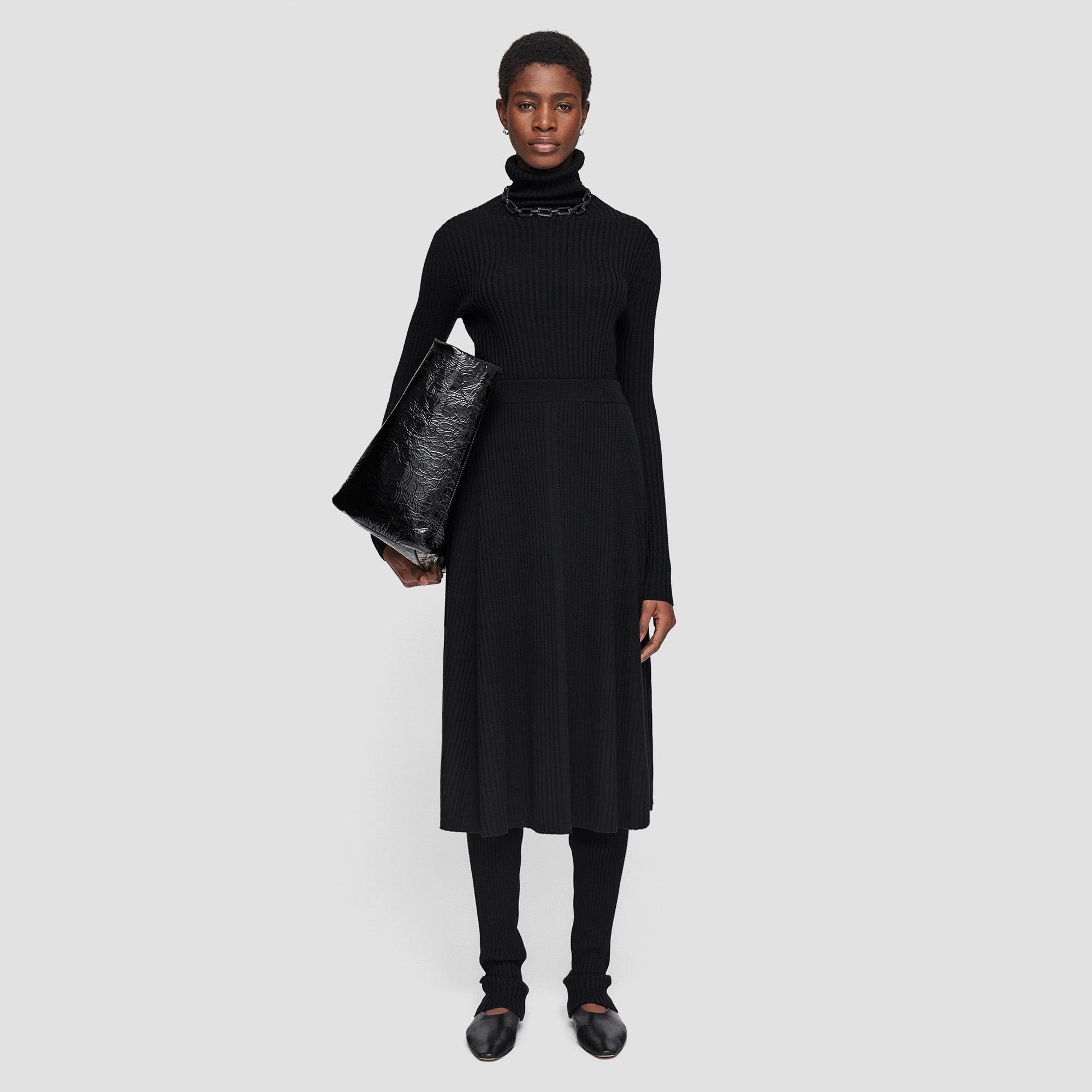 Merino Silk Rib Skirt Tiered Design