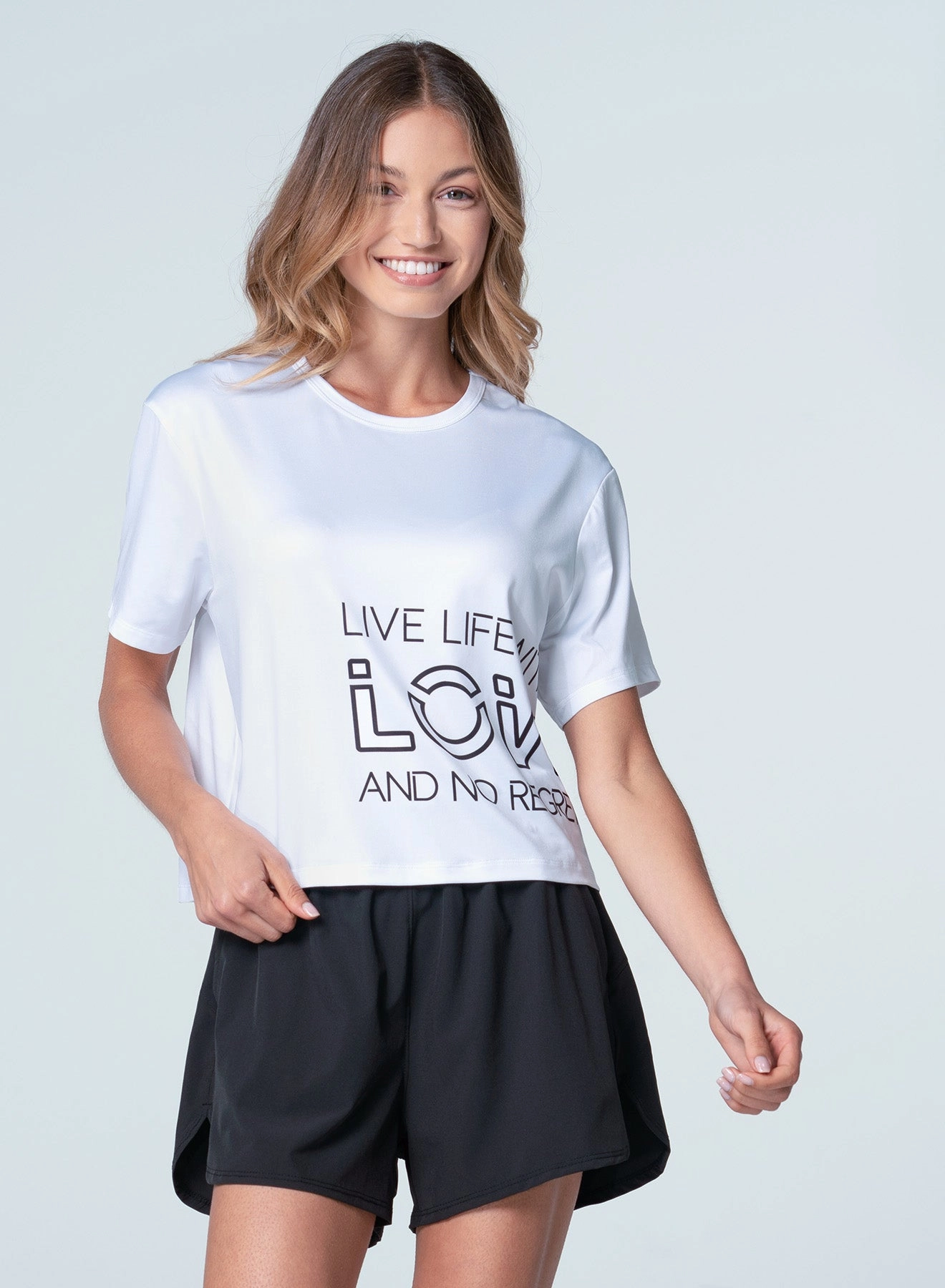 ContrastStitching Live Life With Love Short Sleeve