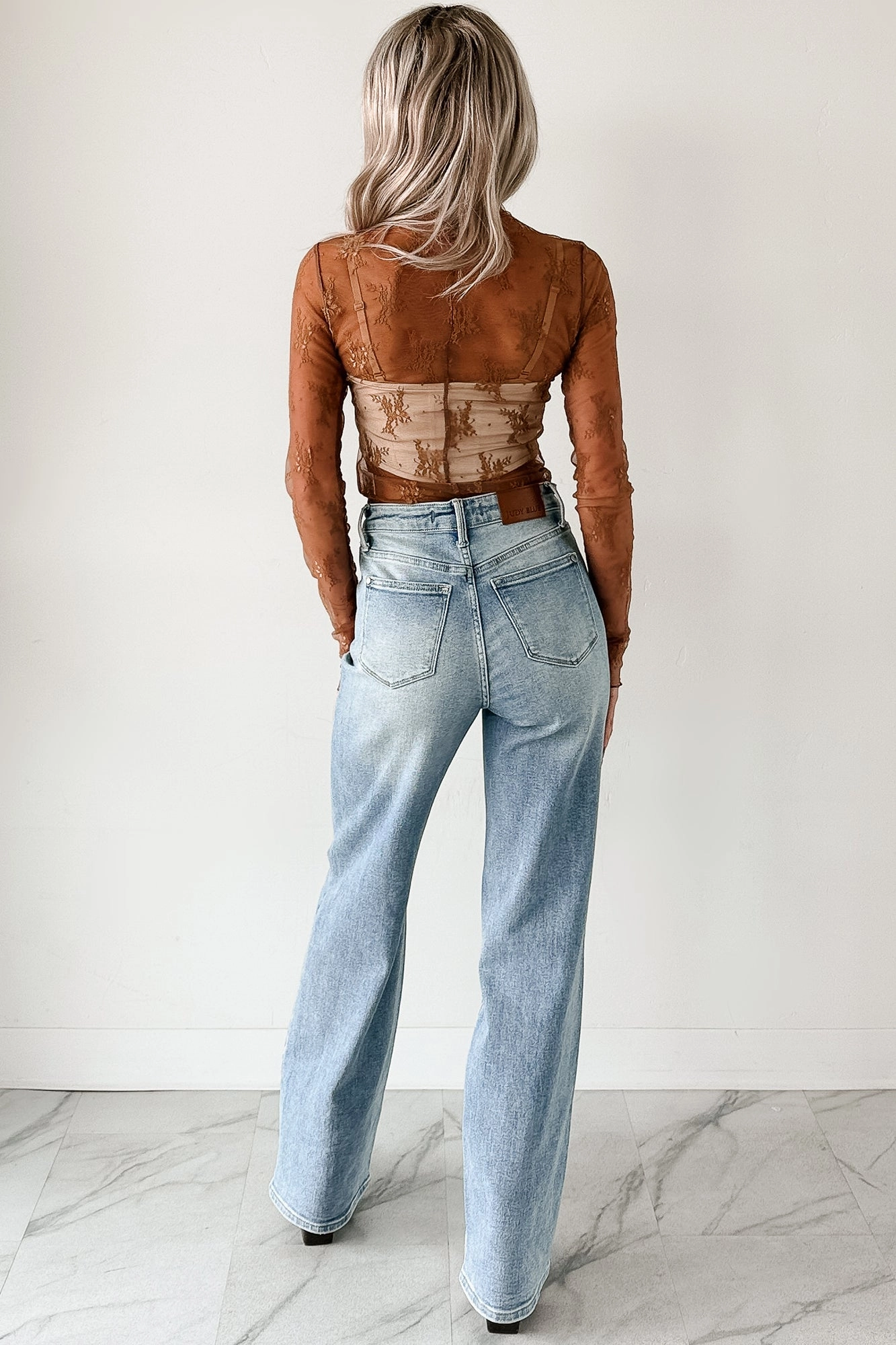 Living For The Likes Lace Long Sleeve Top (Mocha) Durable Fiber Blend HoodedVersion