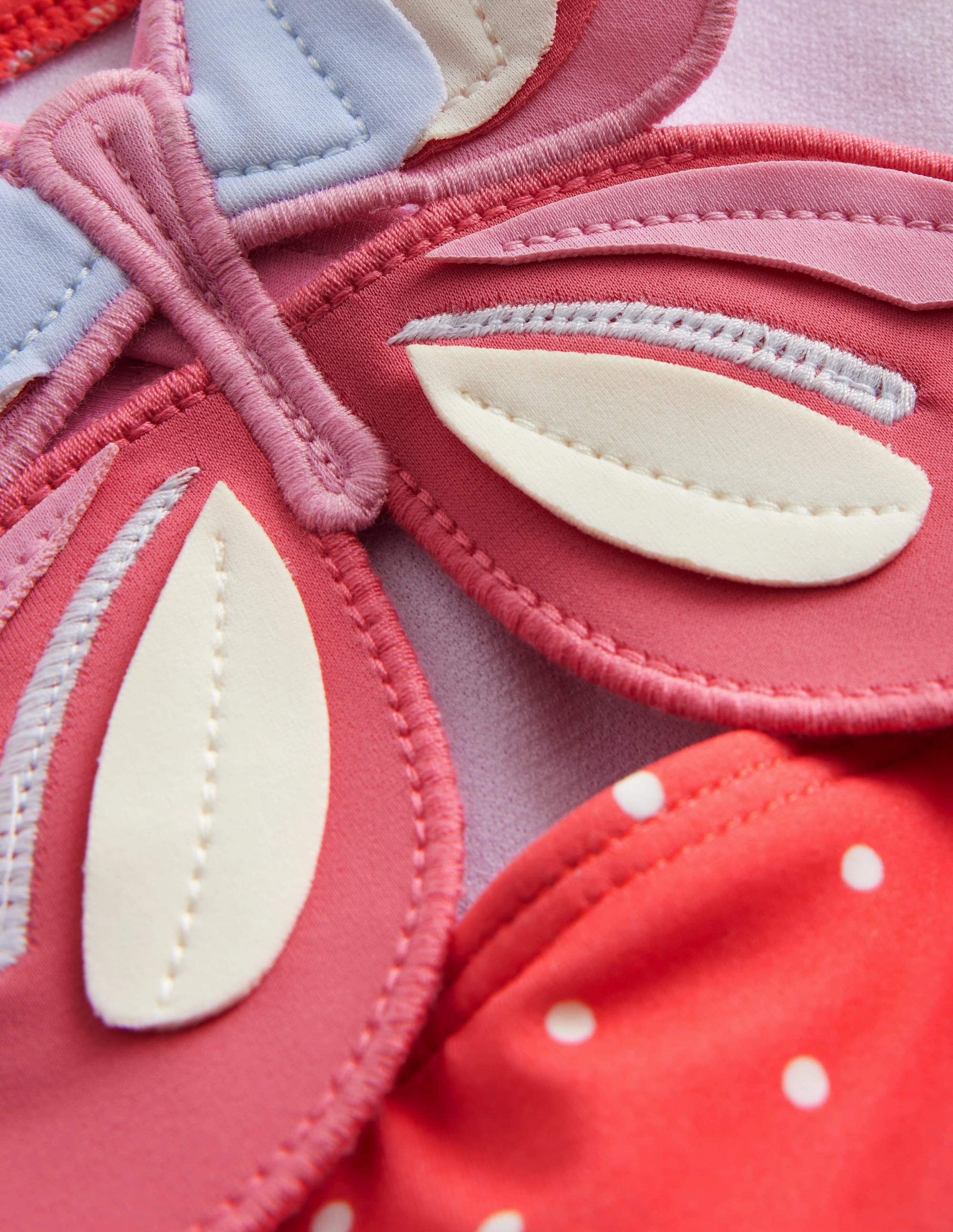 Smooth Edge Finishing Figure Enhancing Logo Back Swimsuit-Coral Spot Butterfly