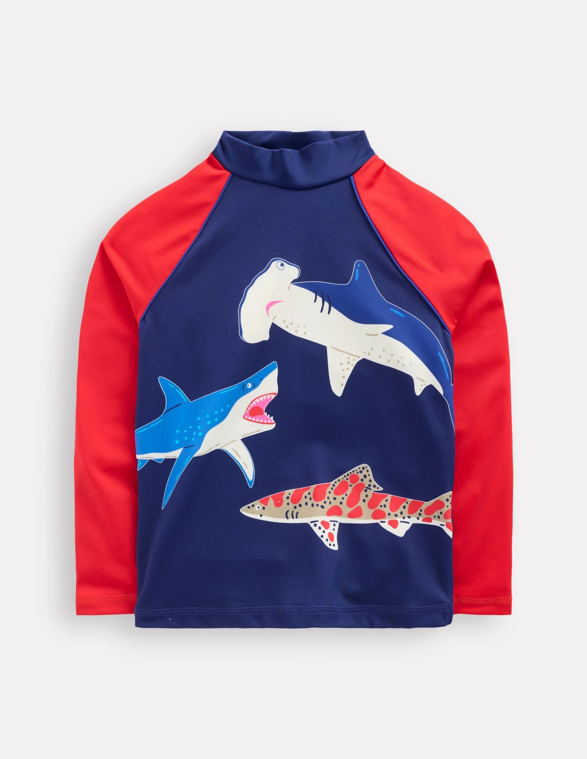 Logo Rash Vest-College Navy Sharks Waterfront Vacation High Coverage Back Panels