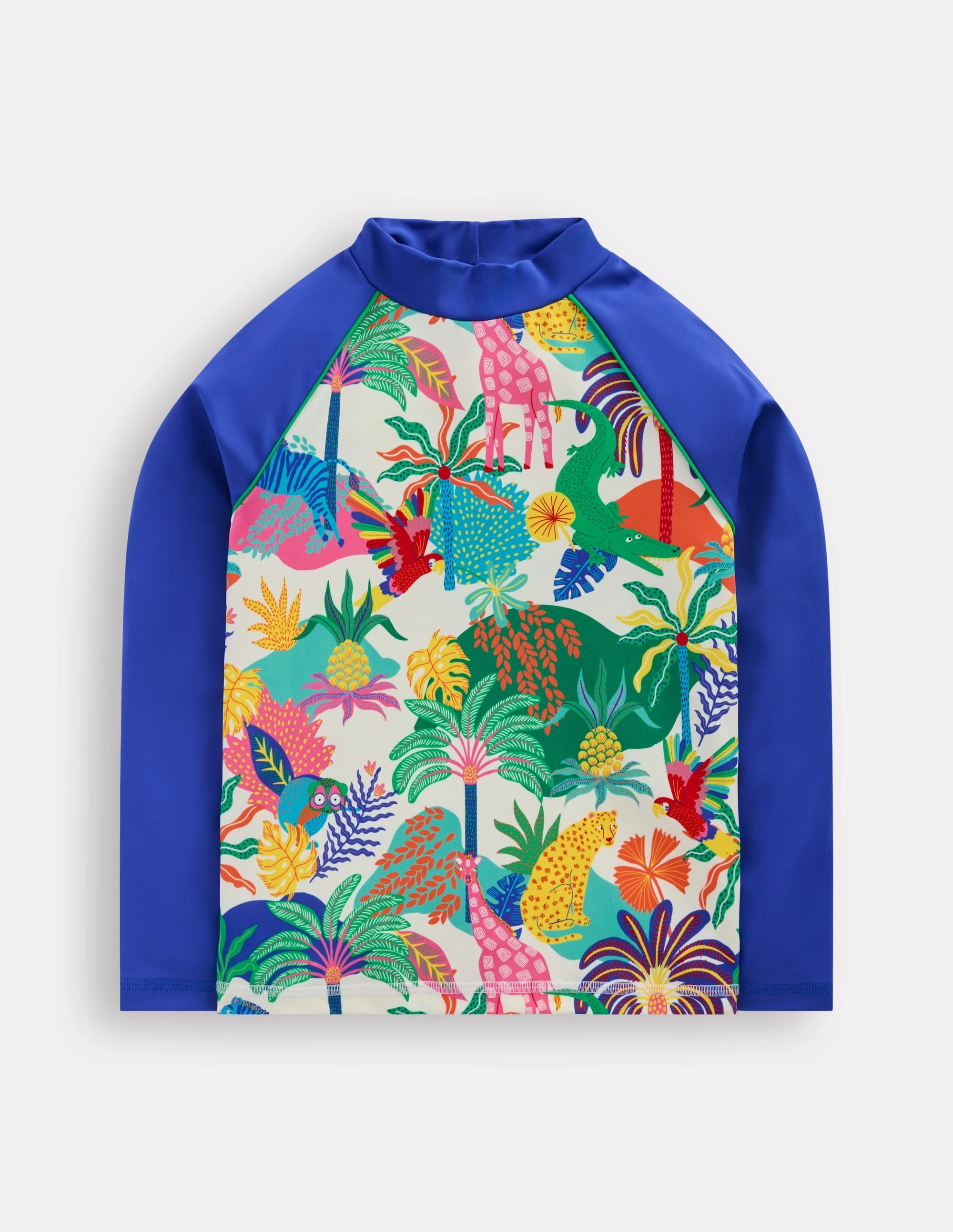 Logo Rash Vest-Ivory Multi Jungle Bright Patterns UPF Protective Lining