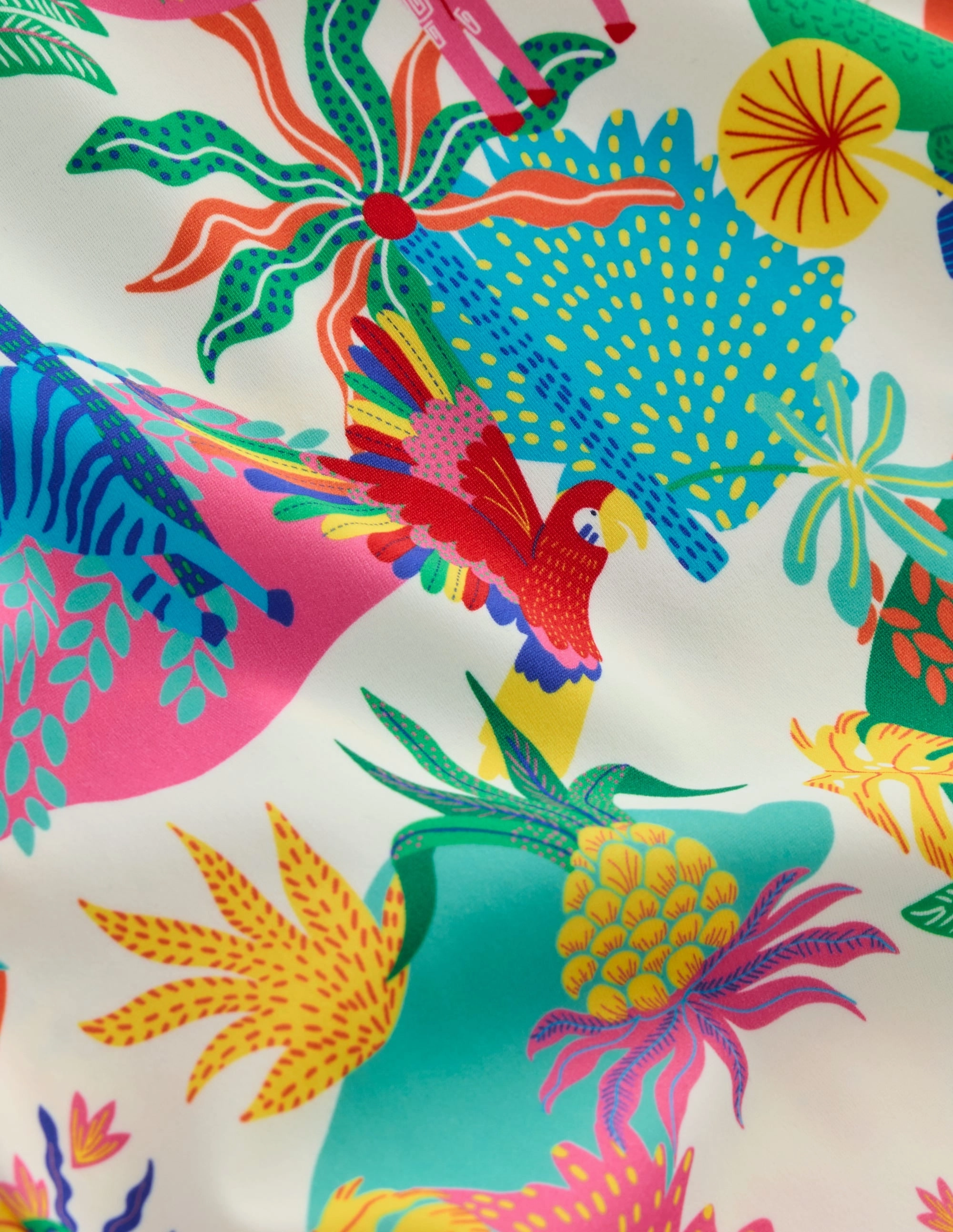 Comfortable Wear Zipper-Front Logo Rash Vest-Ivory Multi Jungle