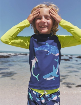 Logo Rash Vest-Sapphire Blue Sharks Teen Trend