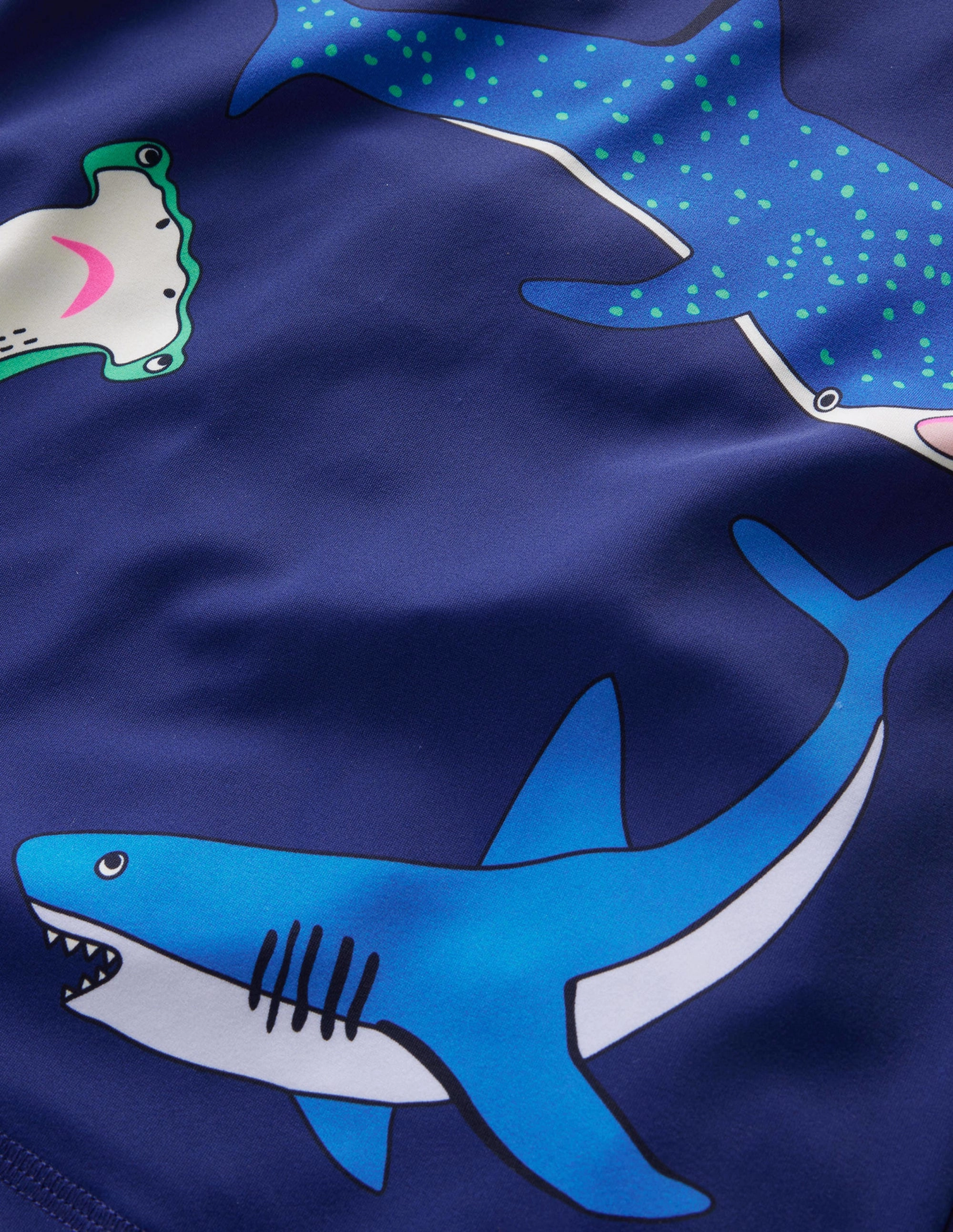 poolside style Logo Rash Vest-Sapphire Blue Sharks