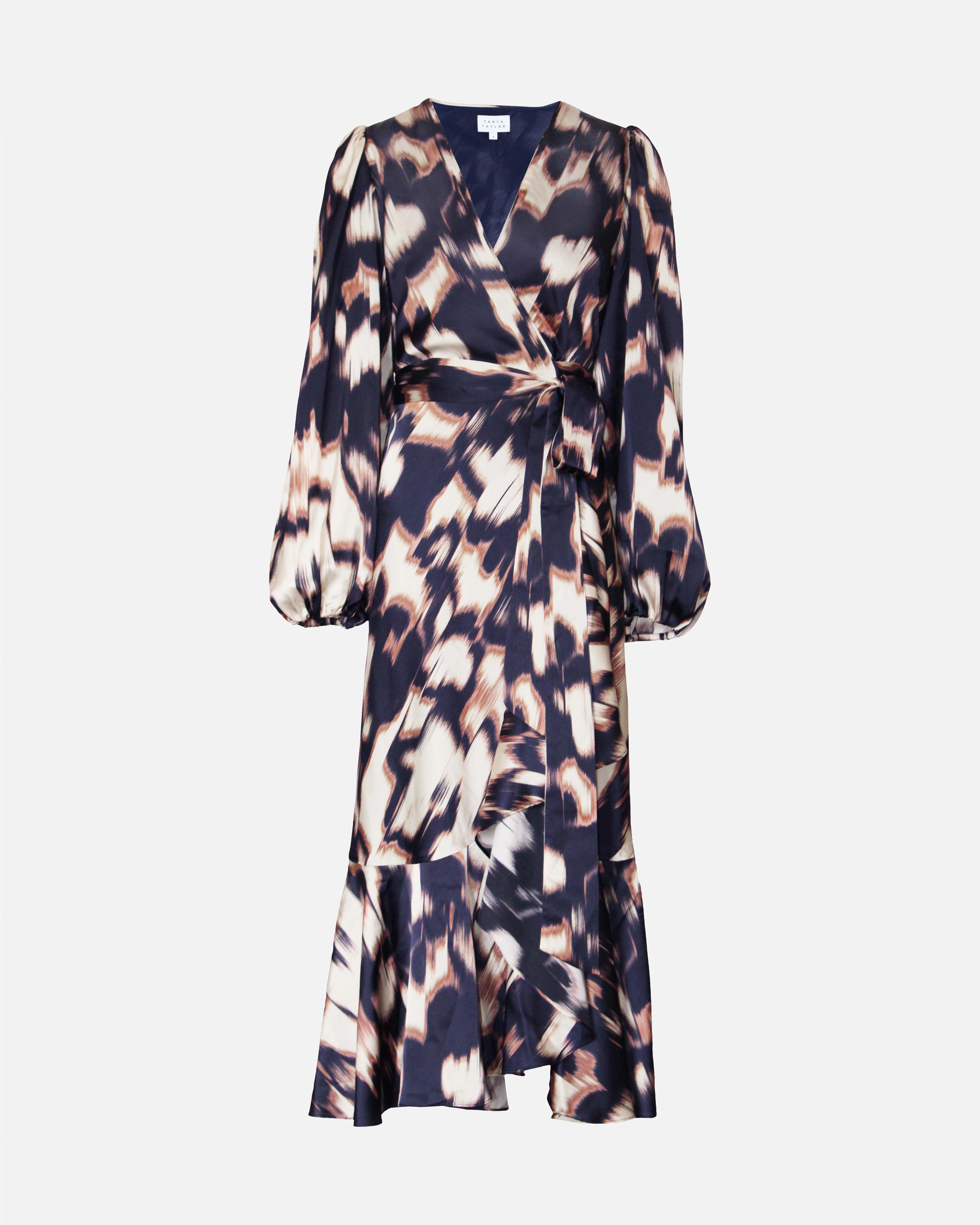 Elegant Line Contrast-Piping Long Sleeve Blaire Dress