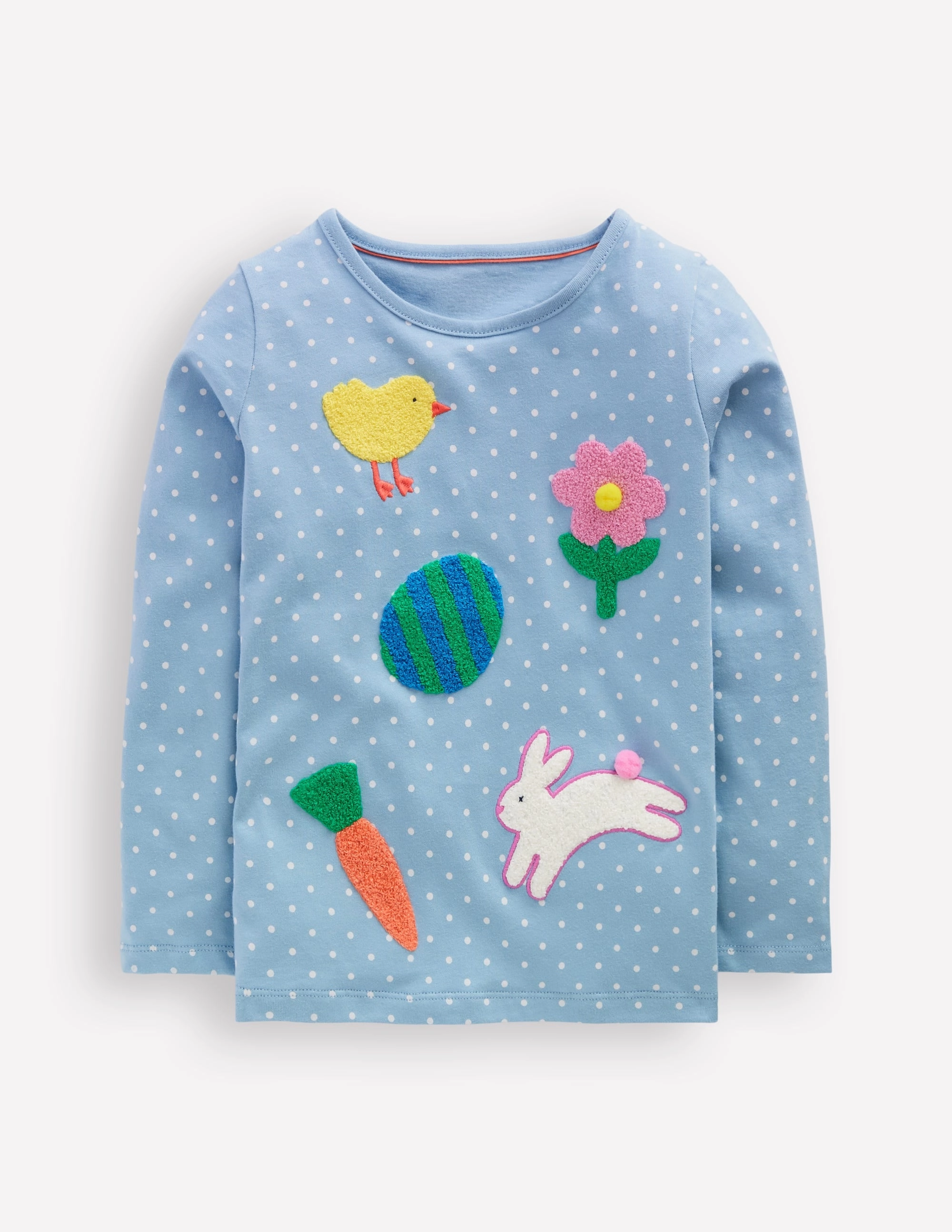 BrushedInnerSurface BreathableMaterial Long Sleeve Boucle T-shirt-Glacier Blue Spot Easter