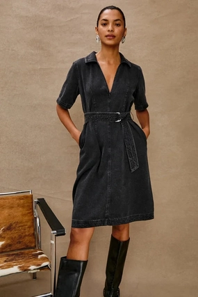 Mavis Dress Washed Black Calm Finish