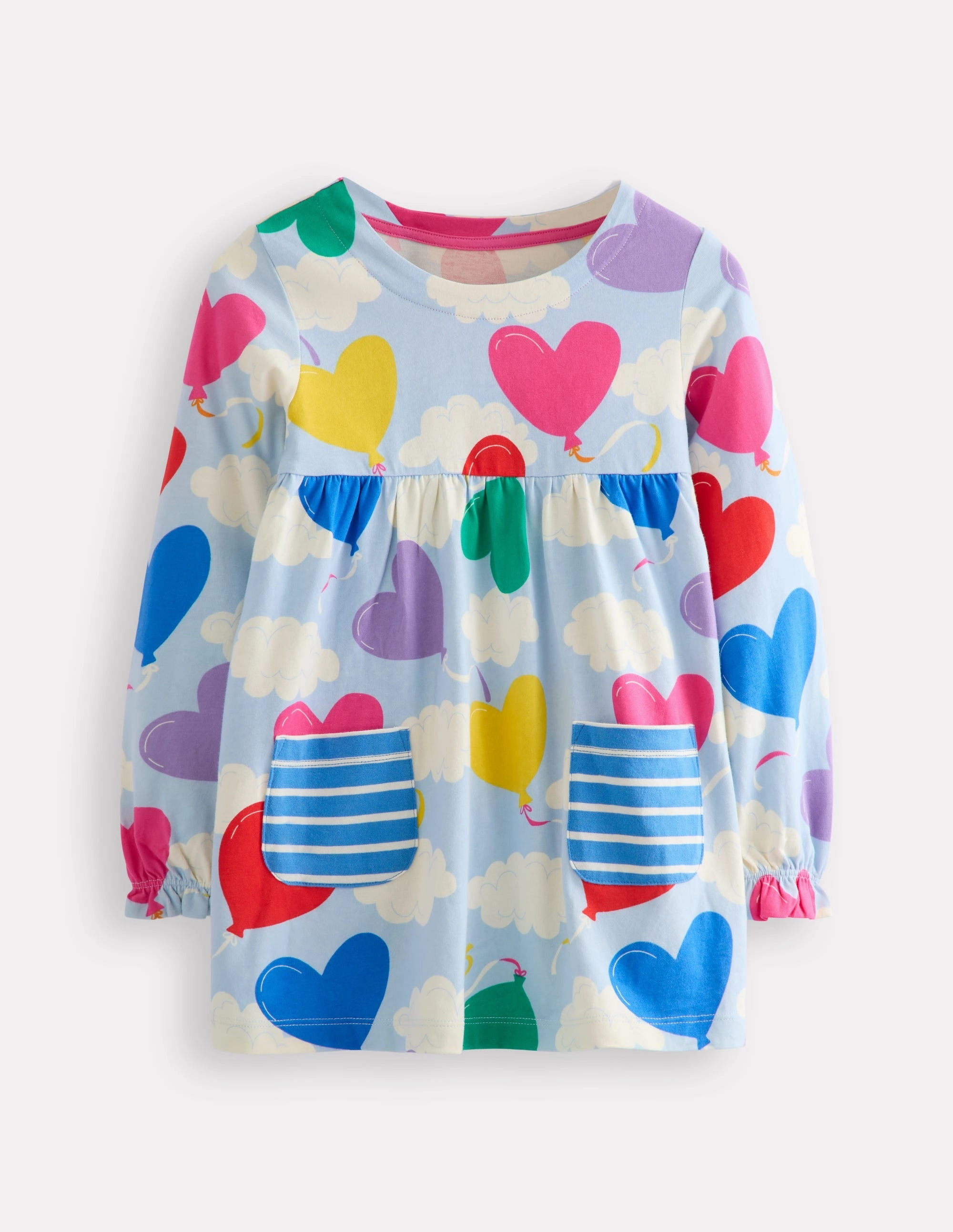 Long Sleeve Printed Tunic-Misty Blue Balloon Sky ColorfastMaterial