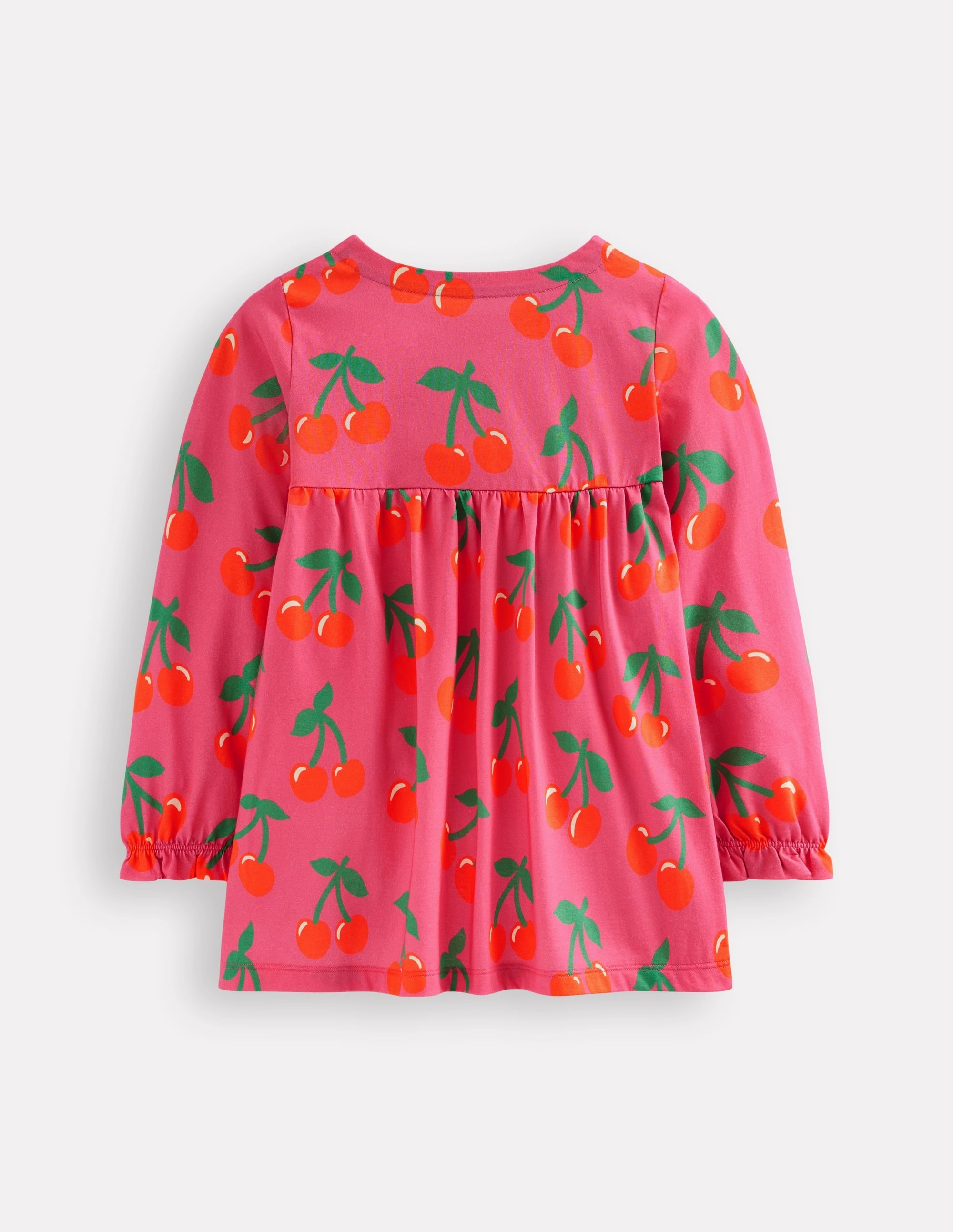 Long Sleeve Printed Tunic-Sorbet Pink Cherries AntiPilling Technology