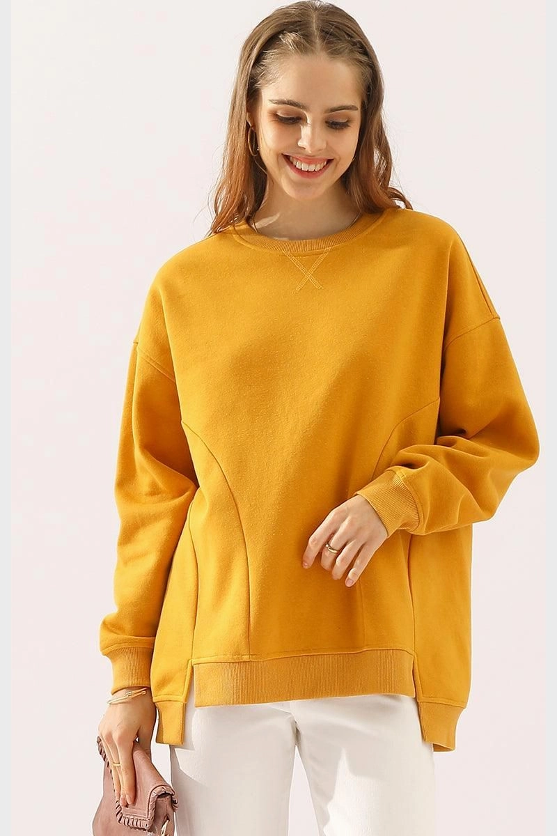 Durable Chainstitch LONG SLEEVE ROUND NECK CUT HEM SWEATSHIRT