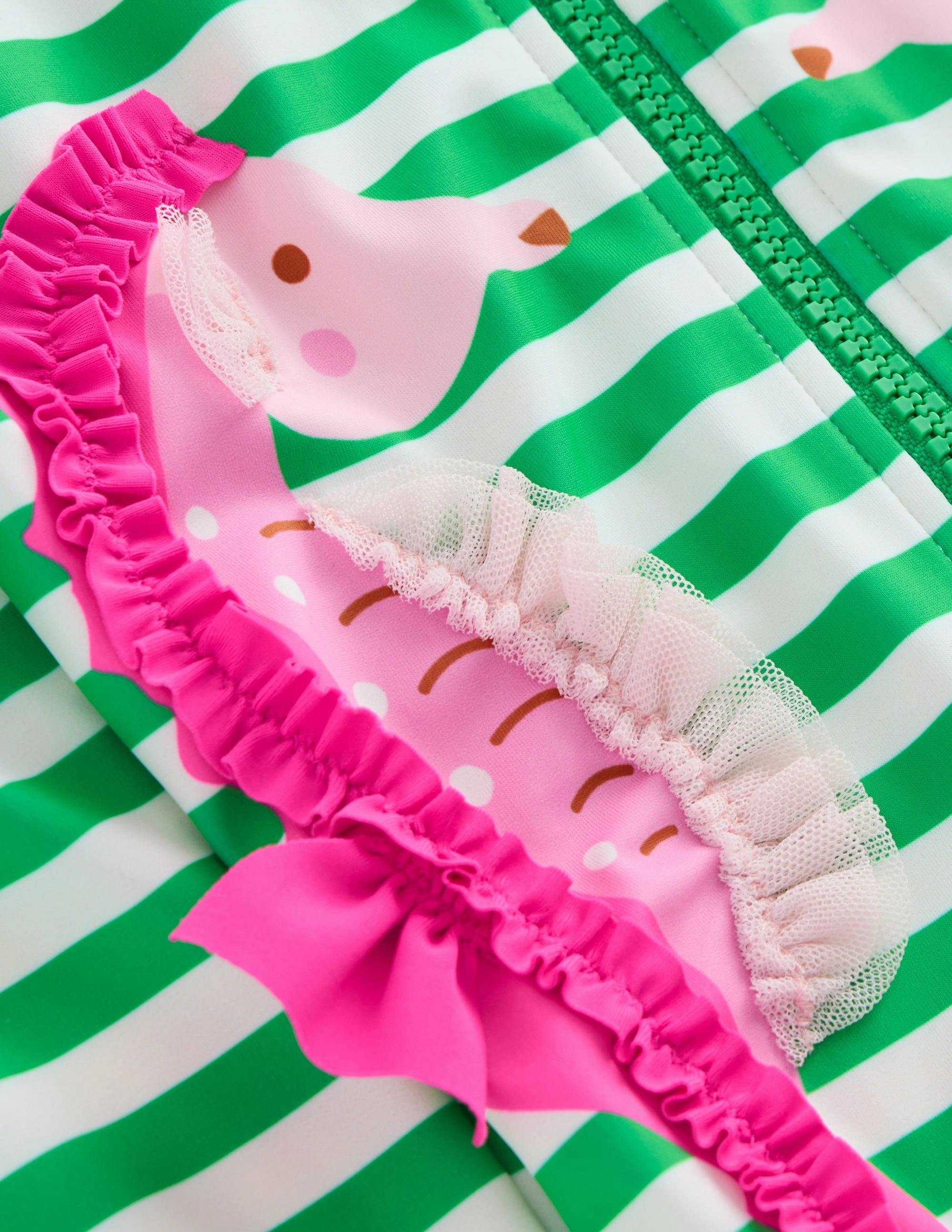 Sunny Retreat Saltwater Resistant Design Long-Sleeved Swimsuit-Green Seahorse