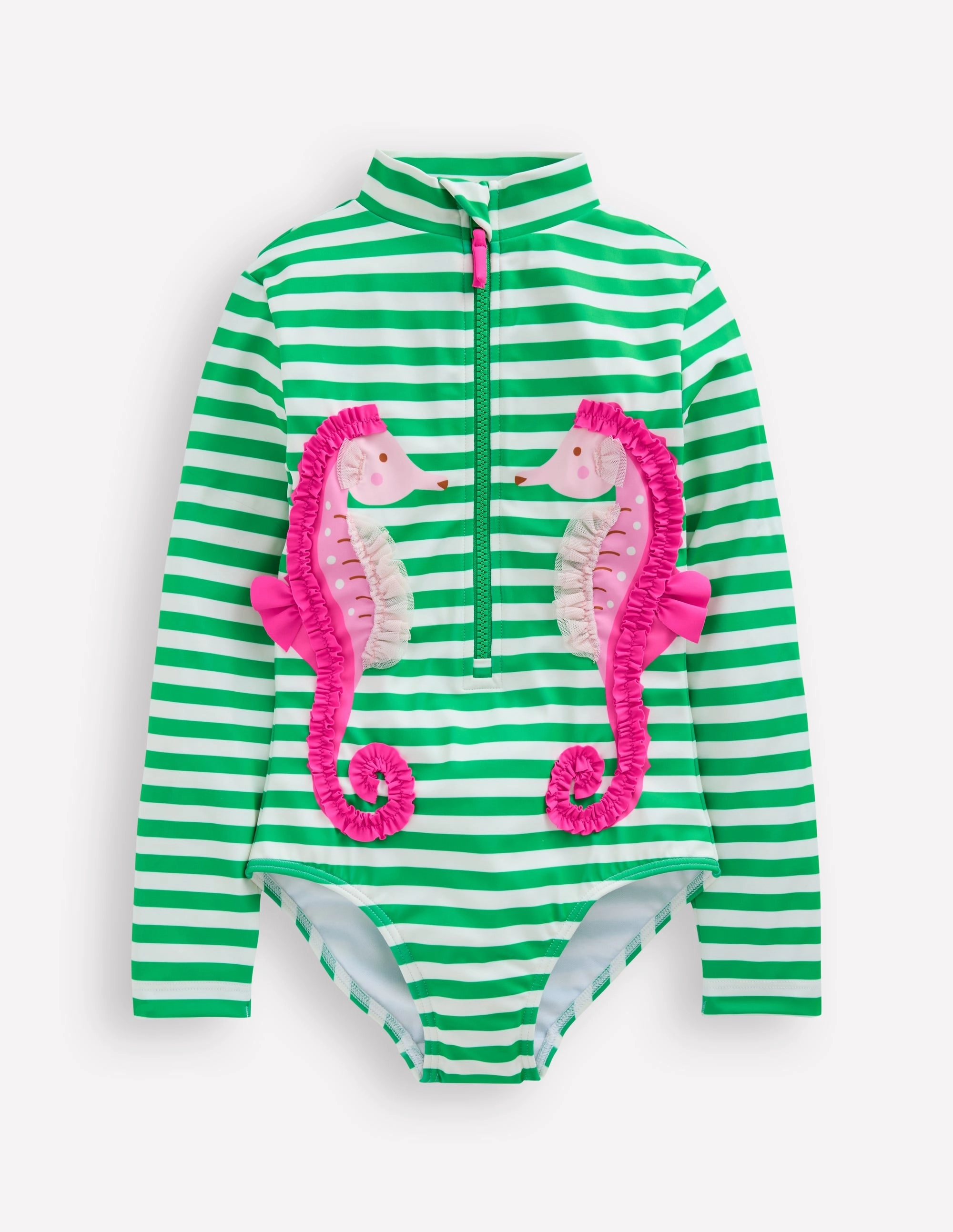 Long-Sleeved Swimsuit-Green Seahorse Vacation Packing
