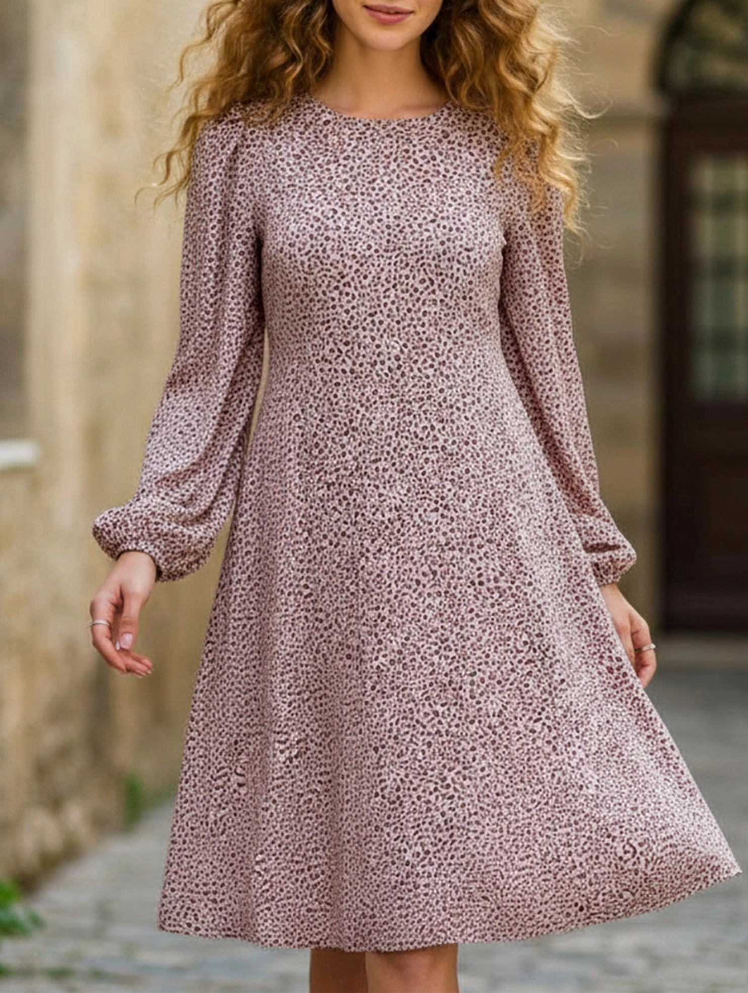 Loose casual long-sleeved dress ReinforcedHem