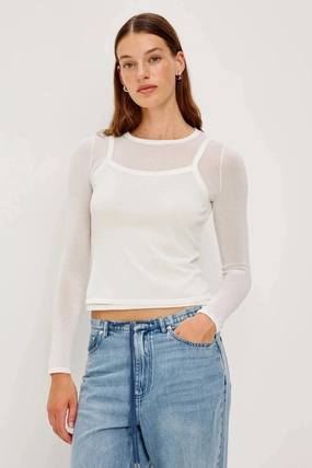 Tencel Cotton Hybrid Weave Variable Tension Adjustment Lovisa Top White