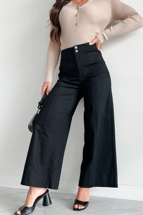 Soft Touch Just The Truth Wide Leg Pants (Black)