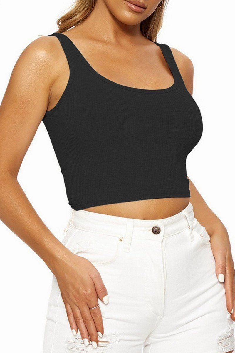 WOMEN SLIM FITTED BASIC DAILY CROP TANK TOP TemperatureRegulating Material Convertible Design