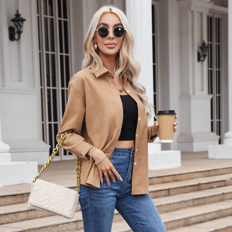 BondedShoulder CORDUROY LONG-SLEEVED BAGGY SHIRT_CWTBLL0907