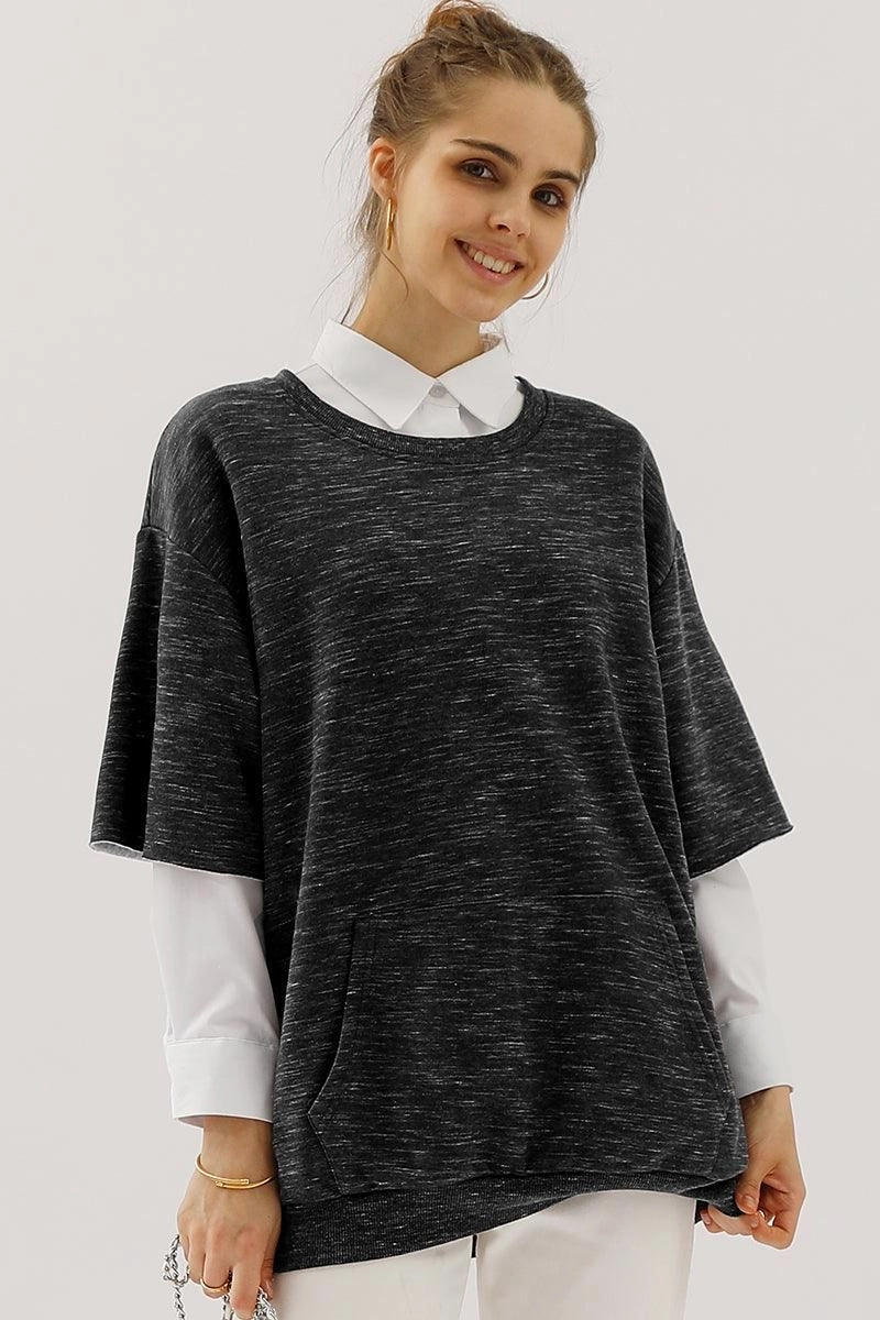OVERSIZED SWEATSHIRT WITH KANGAROO POCKET Lightweight