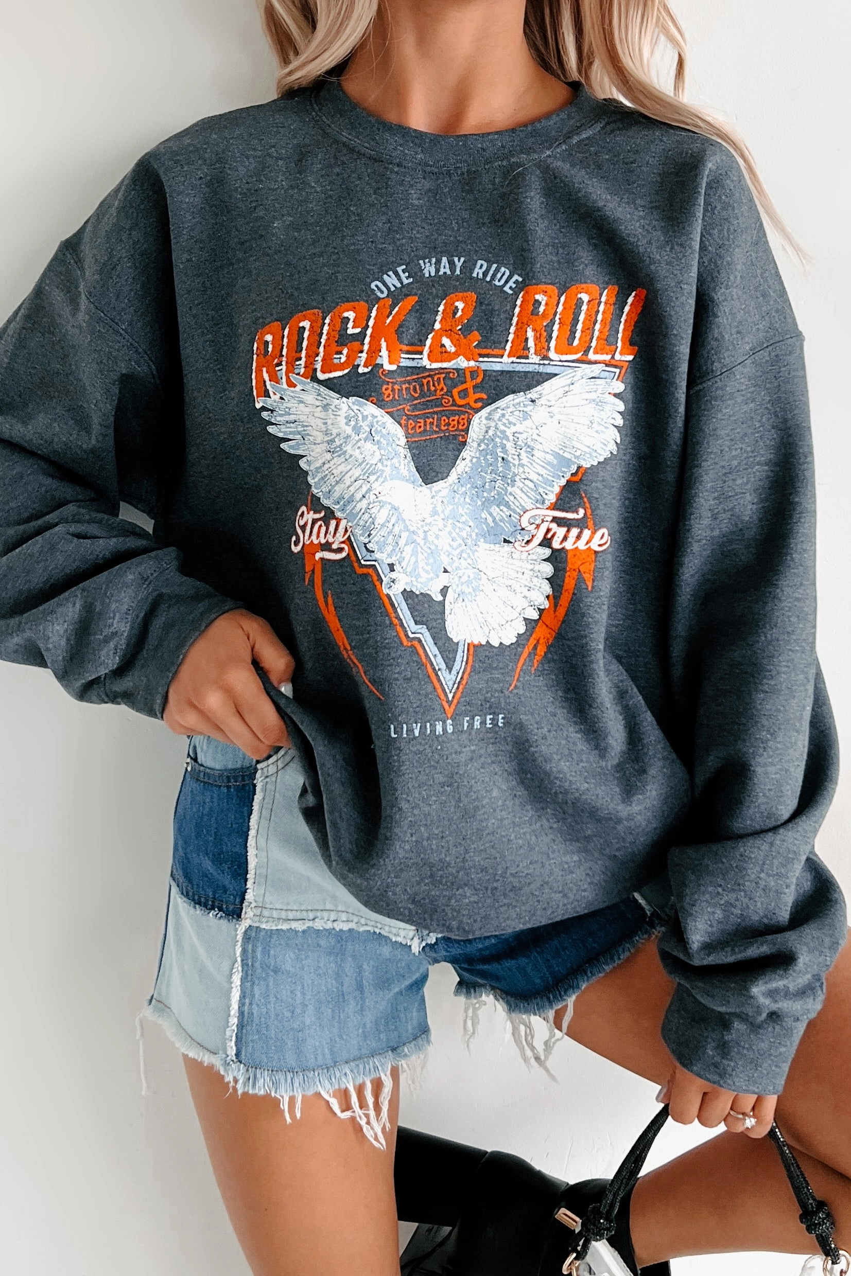 "One Way Ride" Graphic Sweatshirt (Charcoal) ReinforcedStitching