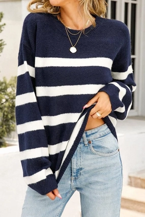Flexible Design WOMENS STRIPE BASIC CASUAL TOP