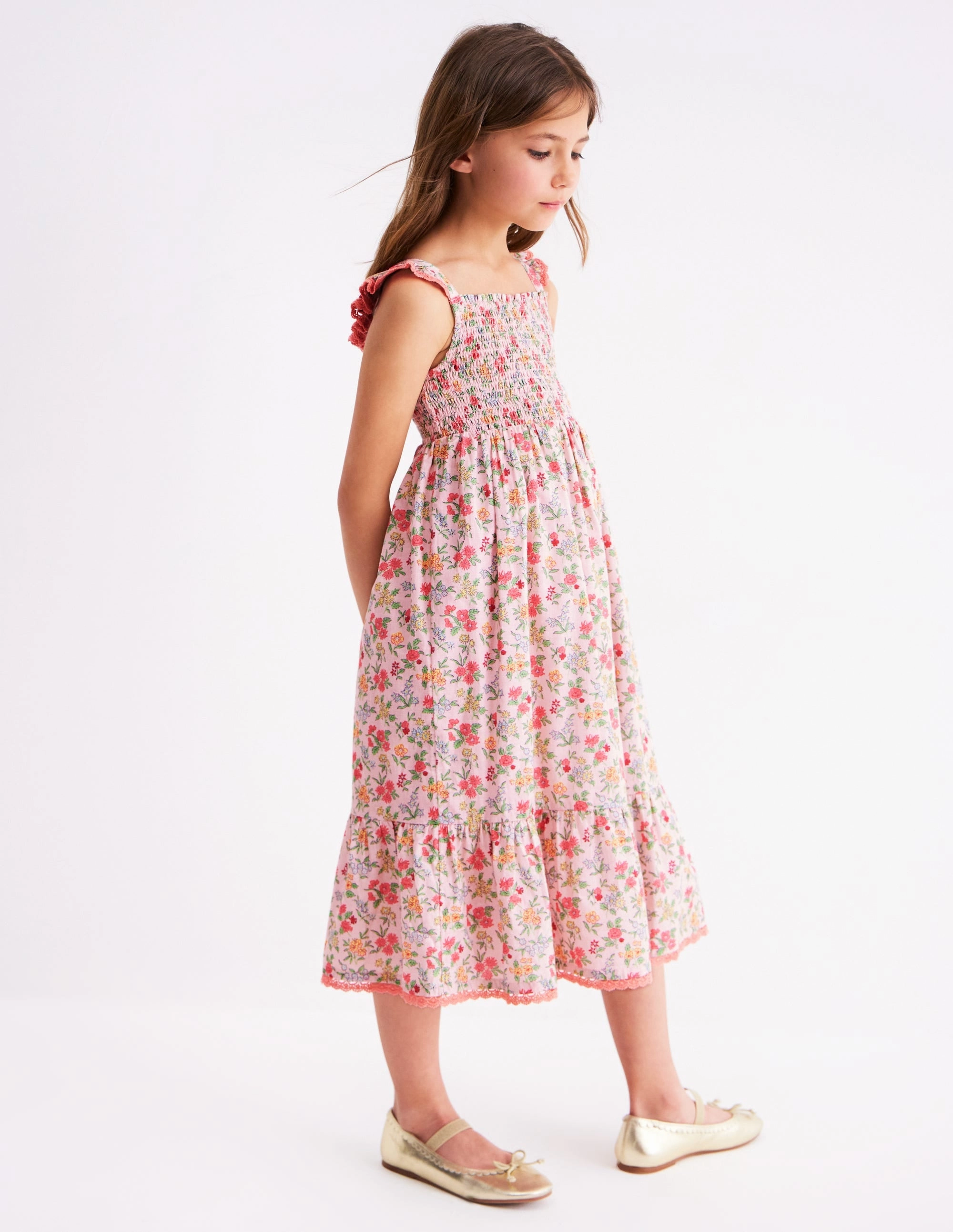 Luella Frill Maxi Sundress-Chalk Pink Garden Ditsy Soft Tone