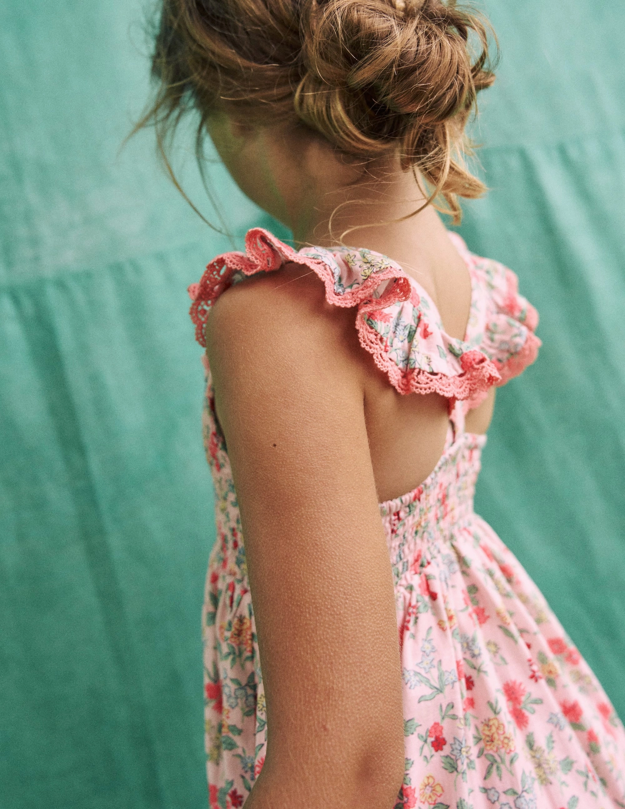 Velvet-Edge museum visit Luella Frill Maxi Sundress-Chalk Pink Garden Ditsy