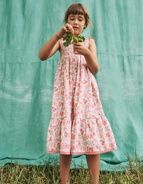 Luella Frill Maxi Sundress-Chalk Pink Garden Ditsy Cozy Energy Edge Detail