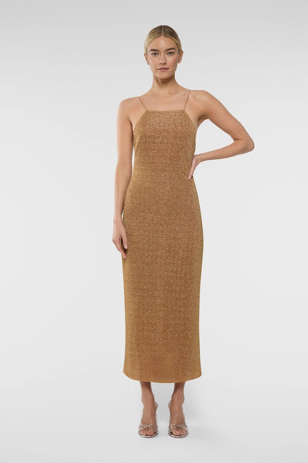 Basic Cool Pearl-Detail Lumiere Long Dress Toffee