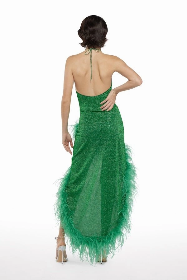 Spring-Season Lumiere Plumage Tulip Dress Emerald Green
