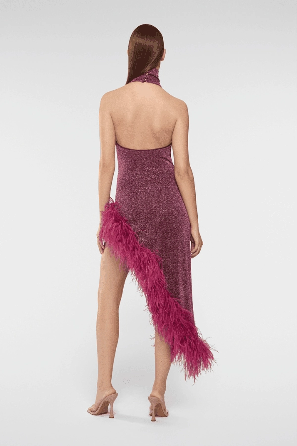 Romantic Vibes Lumiere Plumage Turtleneck Dress Aubergine
