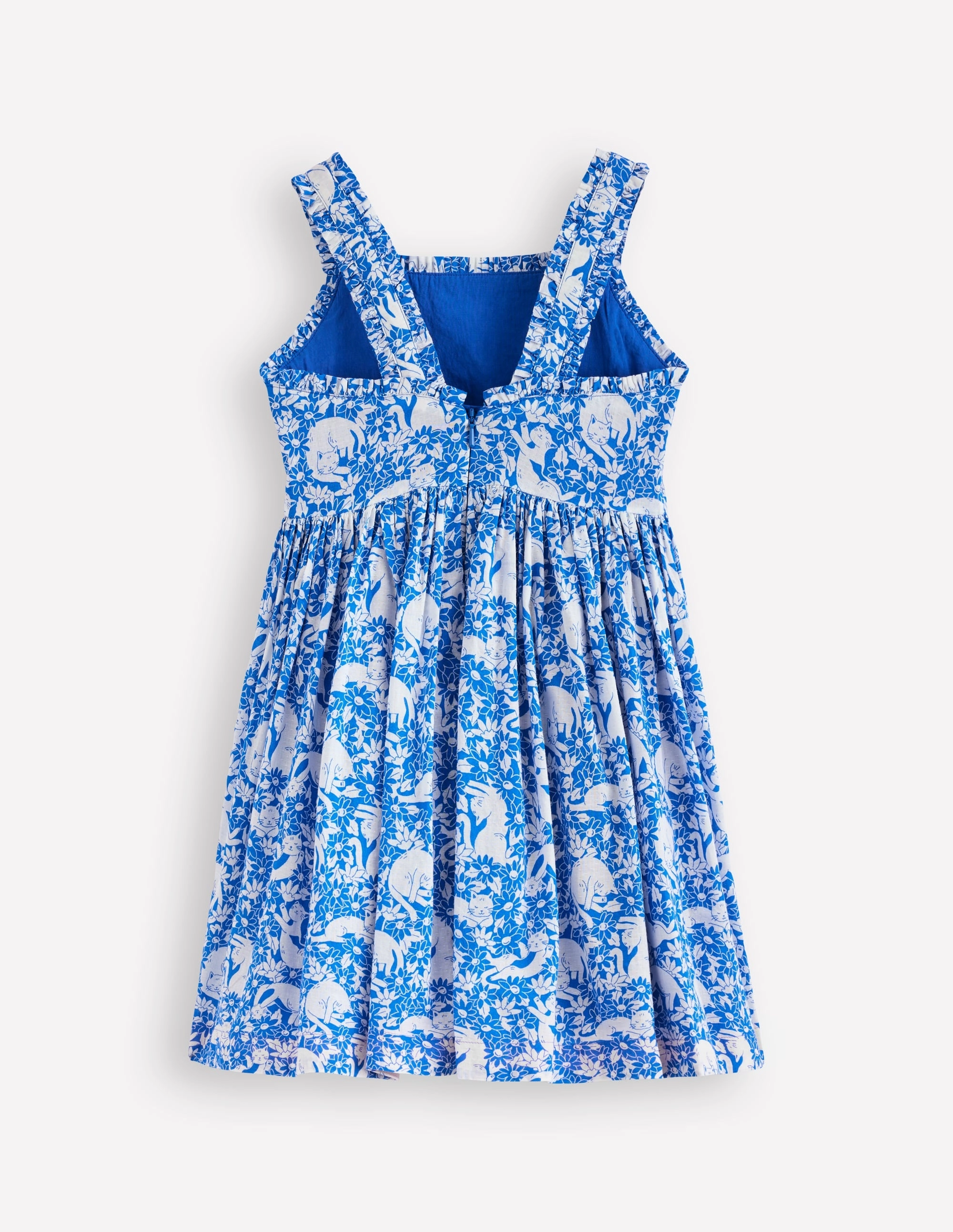 Luna Frill Strap Woven Dress-Kingfisher Blue Kitten Meadow Event Ready Street Look