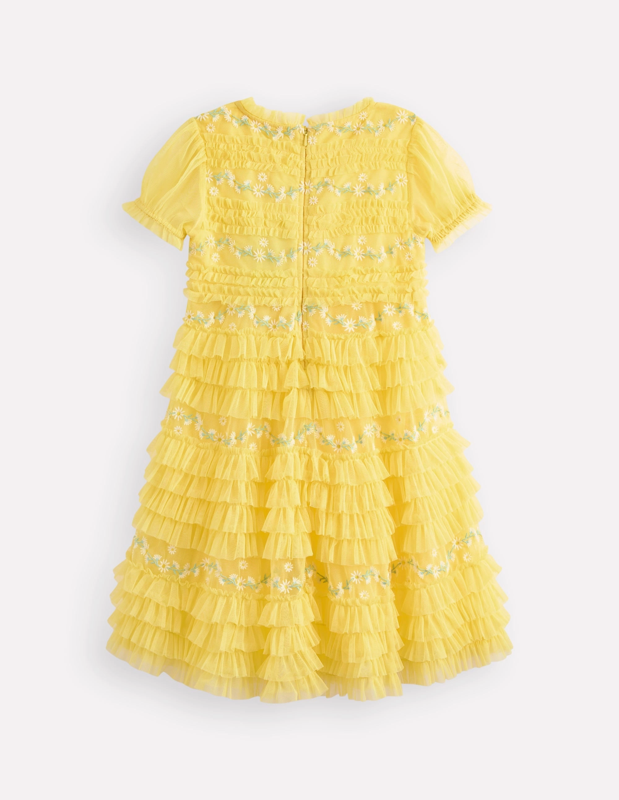 Ruffle Tulle Dress-Butter Yellow Light Drape