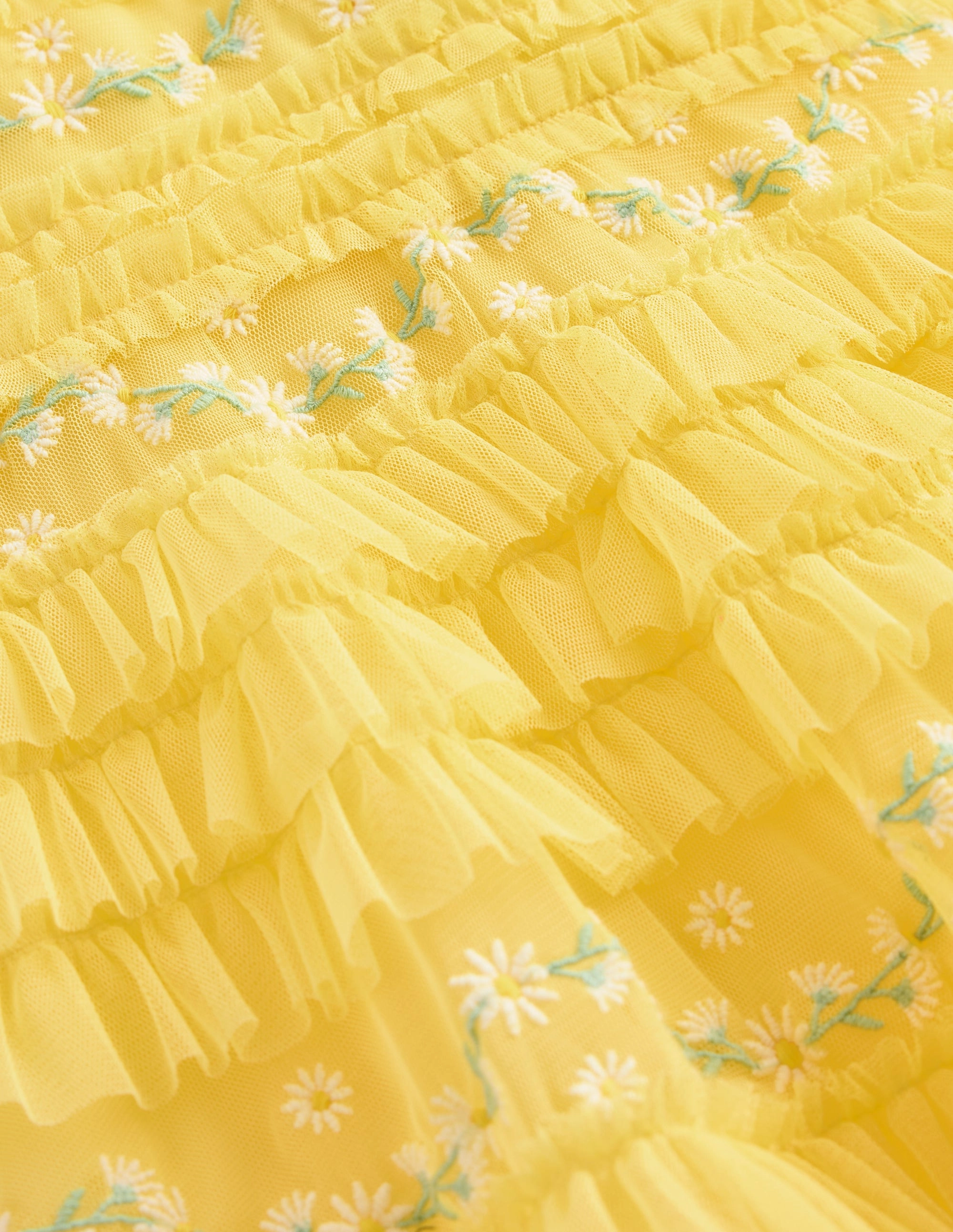 Comfort Look Ruffle Tulle Dress-Butter Yellow
