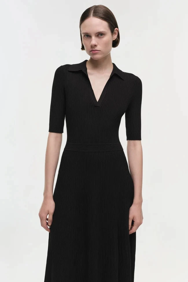 Effortless weekend dress Luxe Fabric Signature Pati Polo Midi Dress Black