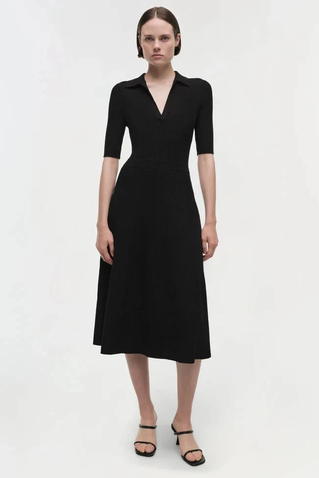 Beach Walk Signature Pati Polo Midi Dress Black