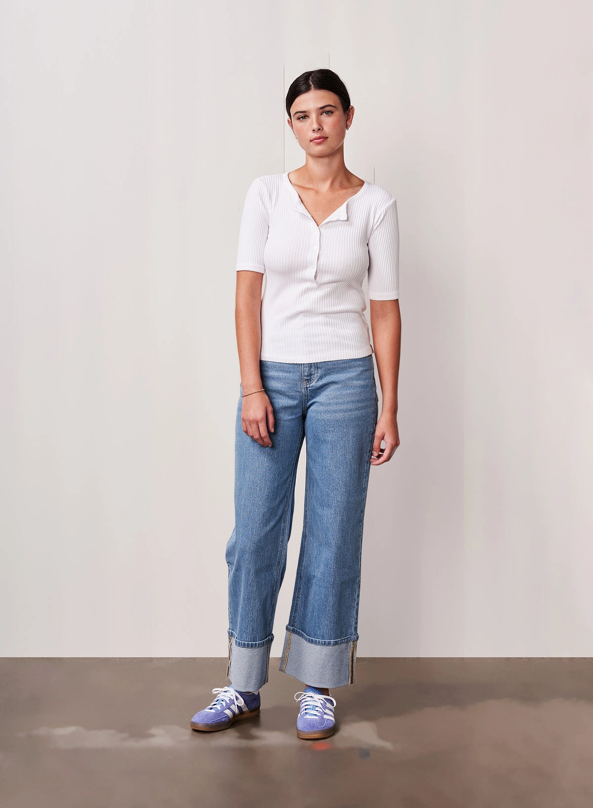 LUXE THERMAL SHORT SLEEVE HENLEY Fitted Tank Comfy Cardigan