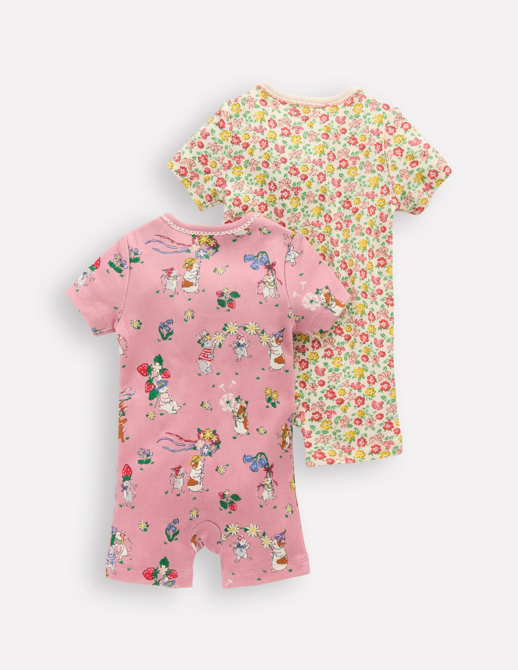 Twin Pack Short Rompers-Multi Summer Flowerbed Smart Dancer Loose Unique