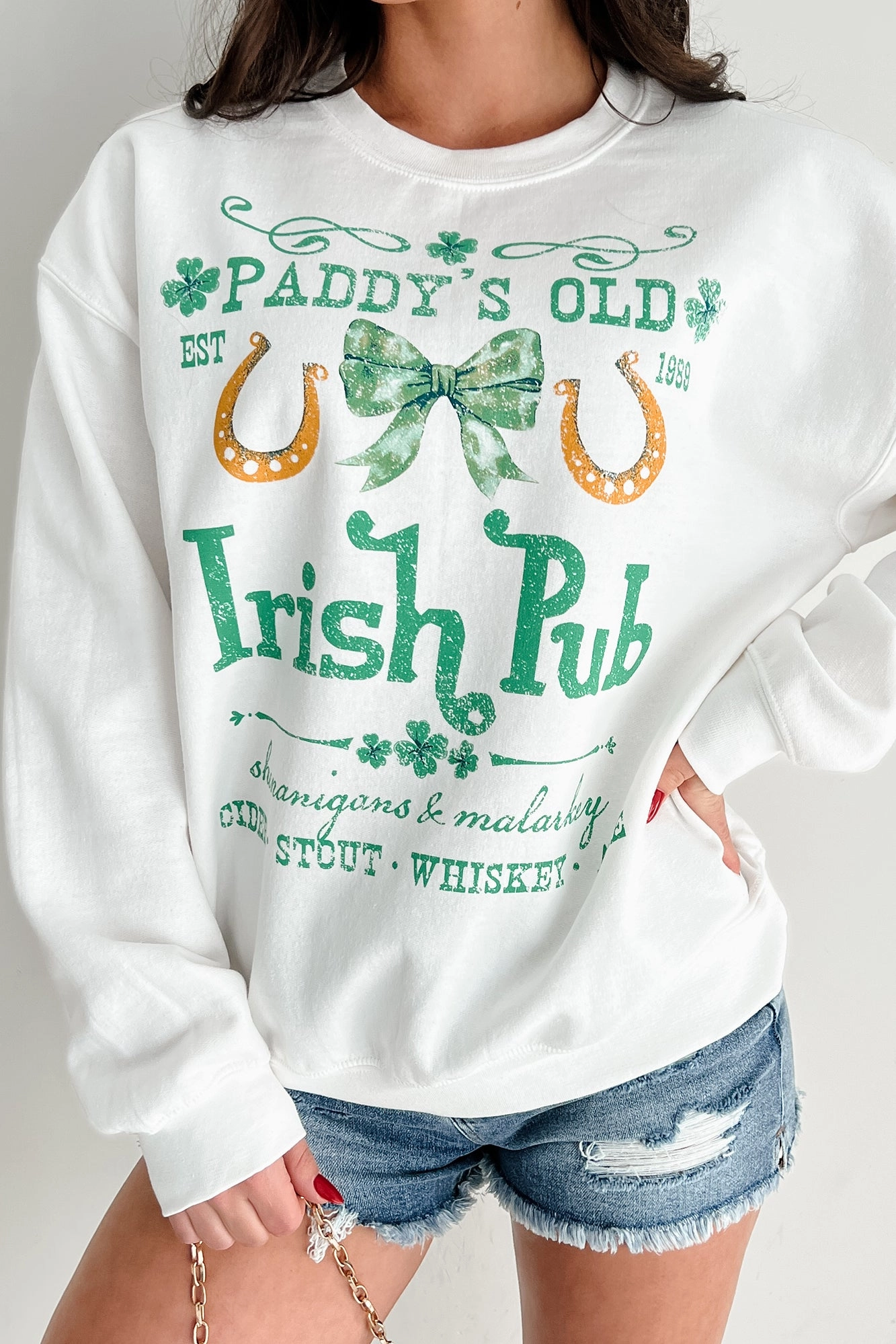 Paddy's Irish Pub Graphic Sweatshirt (White) All Purpose Casual Cut