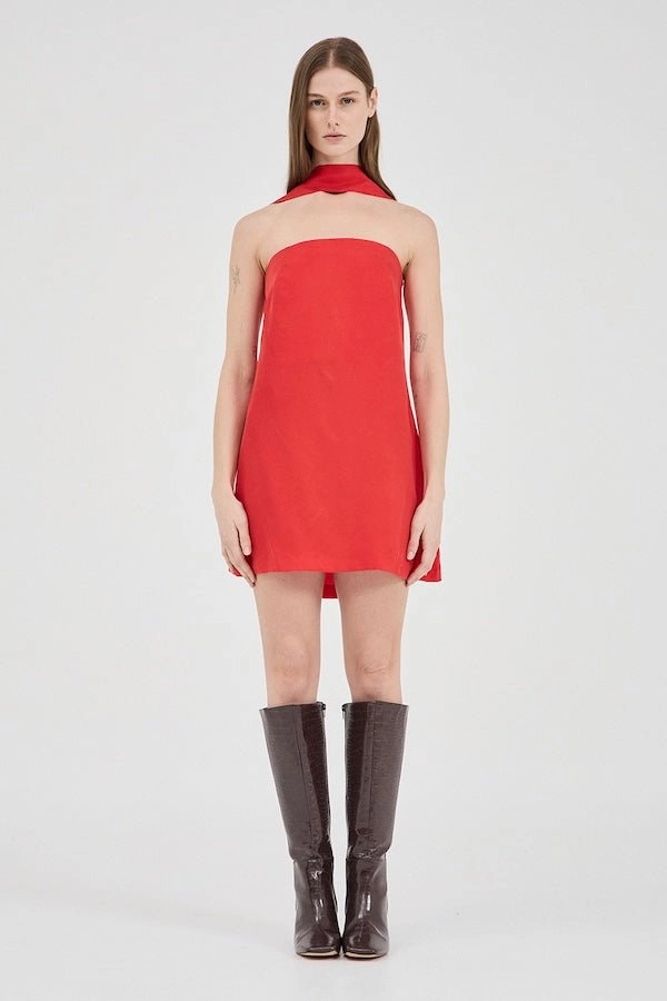 Cupro Mini Dress Crimson NonChafeSeams