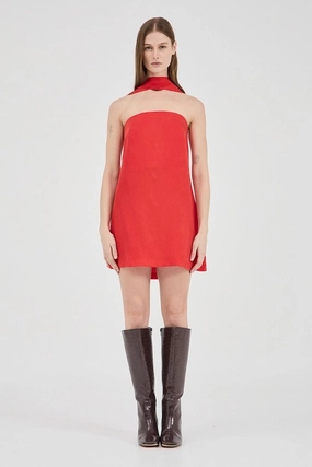 Cupro Mini Dress Crimson NonChafeSeams
