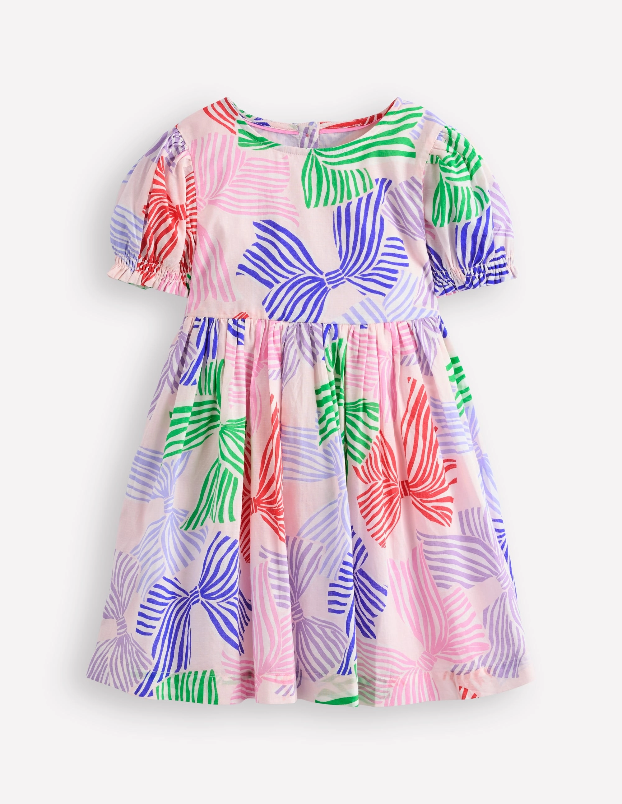 Vibrant pattern Madeline Woven Dress-French Pink Bows