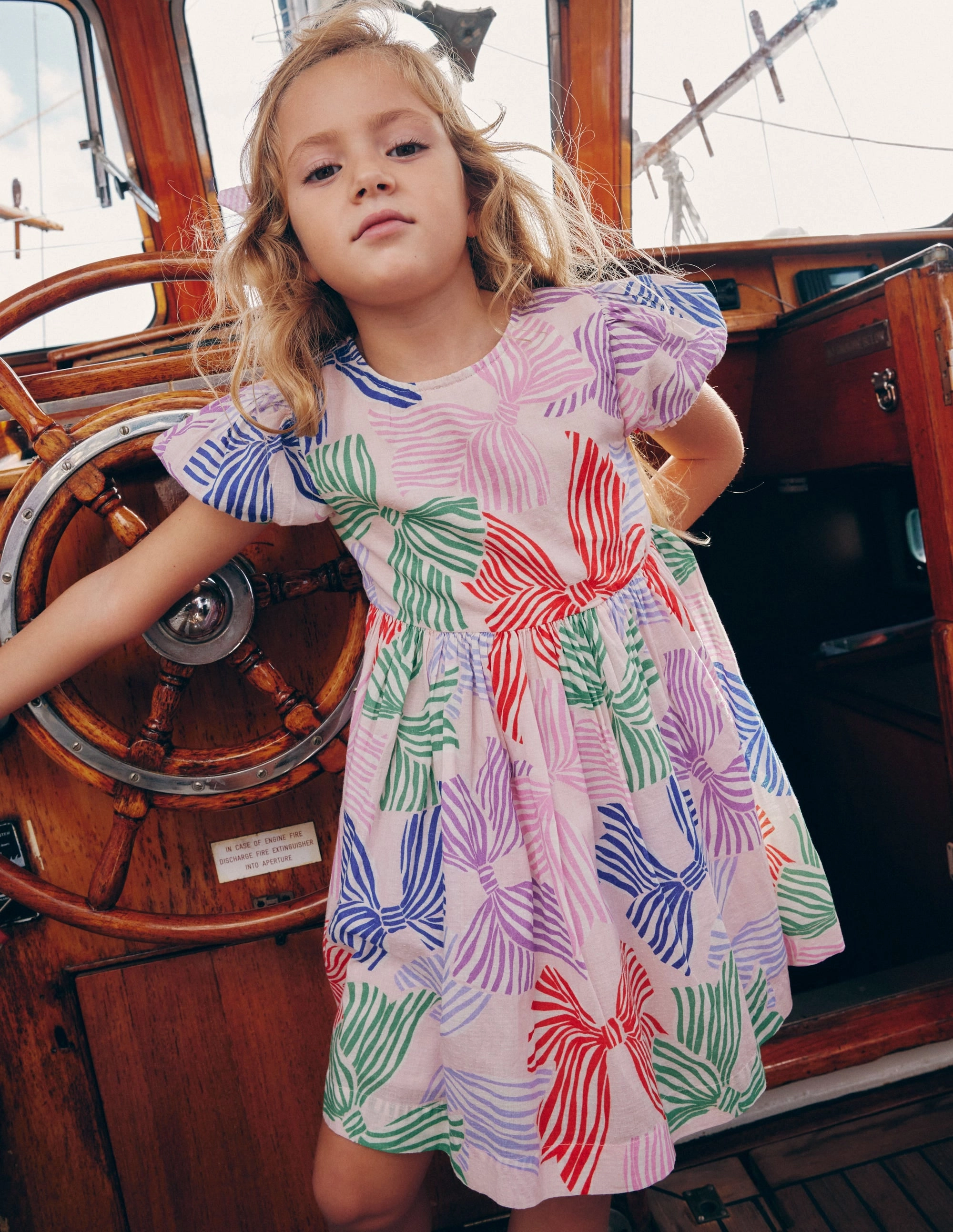 Peplum-Style Madeline Woven Dress-French Pink Bows