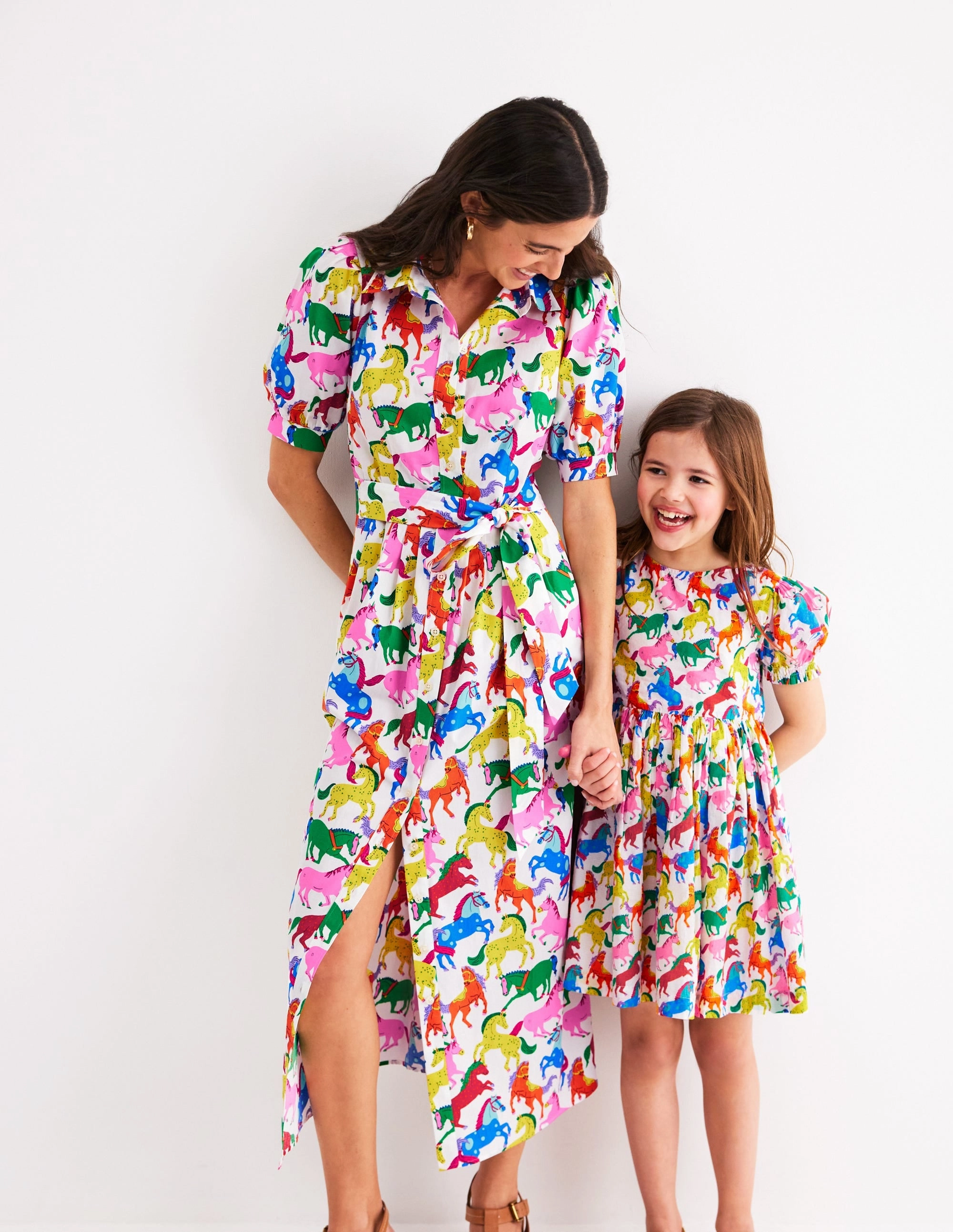 Madeline Woven Dress-Multi Rainbow Horse Bold Touches Pure Fit