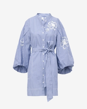 Madelyn Stripe Dress Sleek Volume Soft Draping